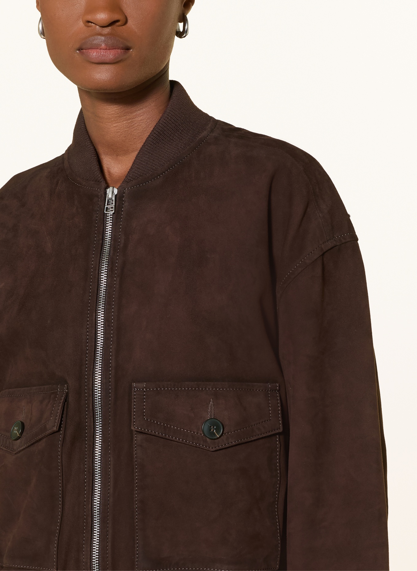 Marc O'Polo DENIM Lederblouson: DUNKELBRAUN