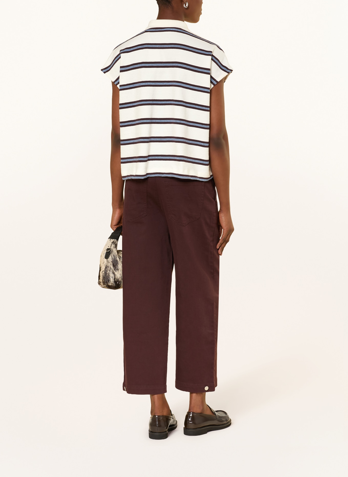 Marc O'Polo DENIM Jersey-Poloshirt: WEISS / DUNKELBRAUN / HELLBLAU