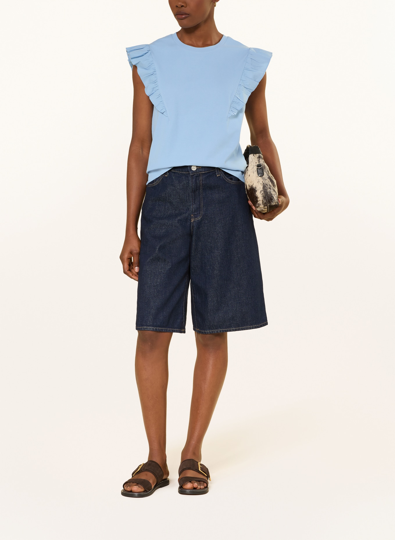 Marc O'Polo DENIM Bluză cu volane: ALBASTRU DESCHIS