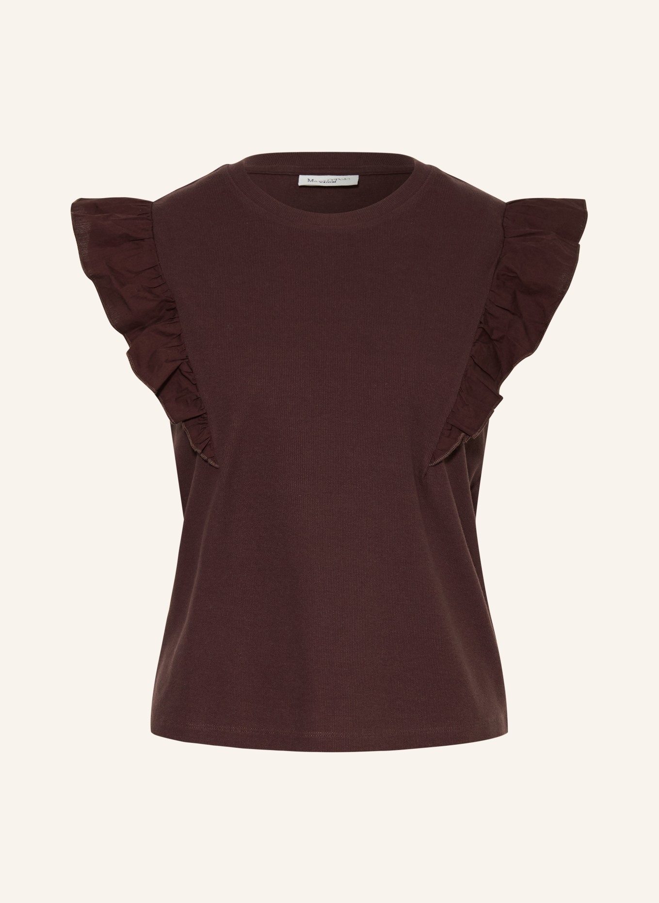 Marc O'Polo DENIM Top with ruffles: DARK BROWN