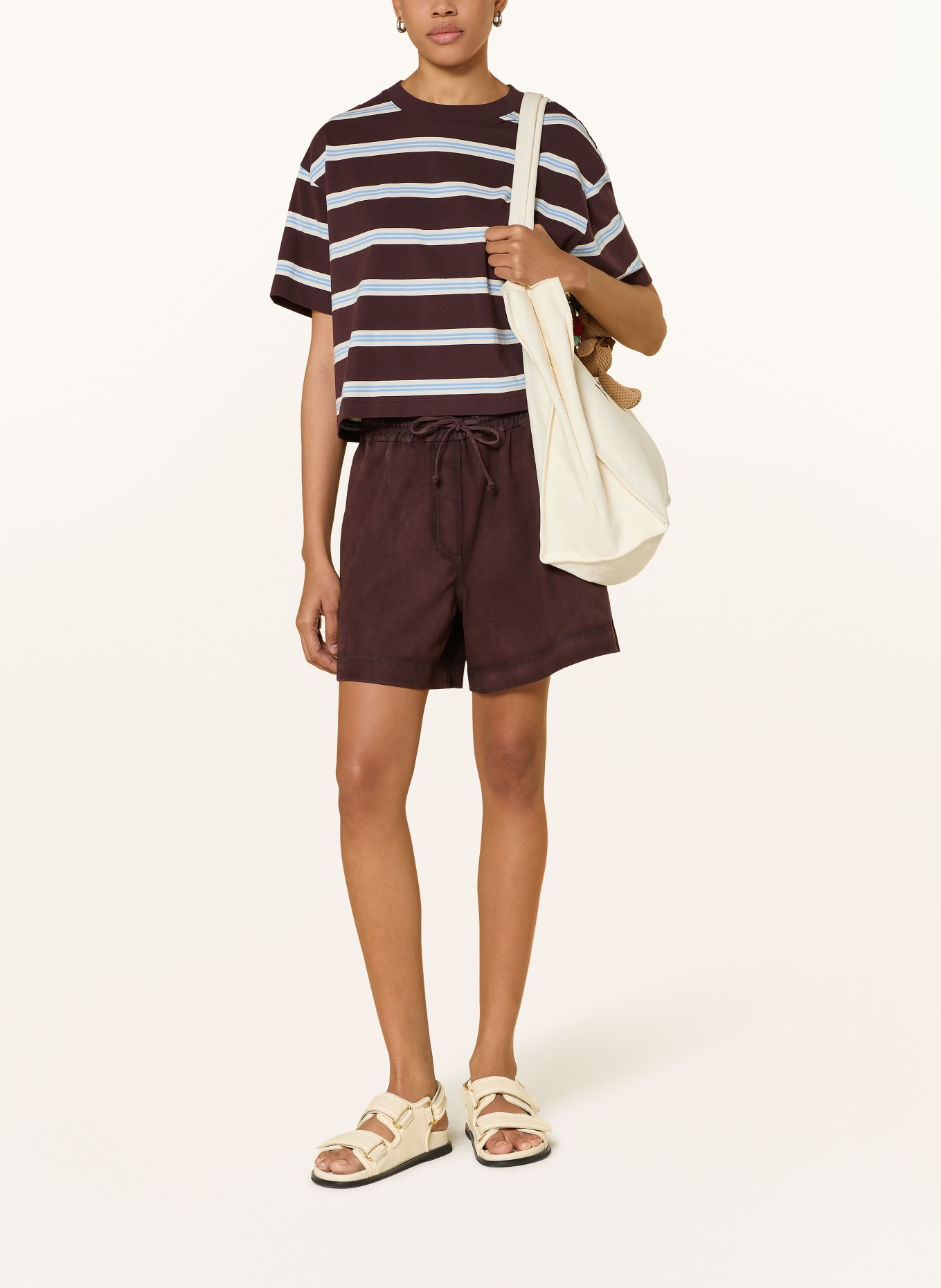 Marc O'Polo DENIM Ledershorts: DUNKELBRAUN