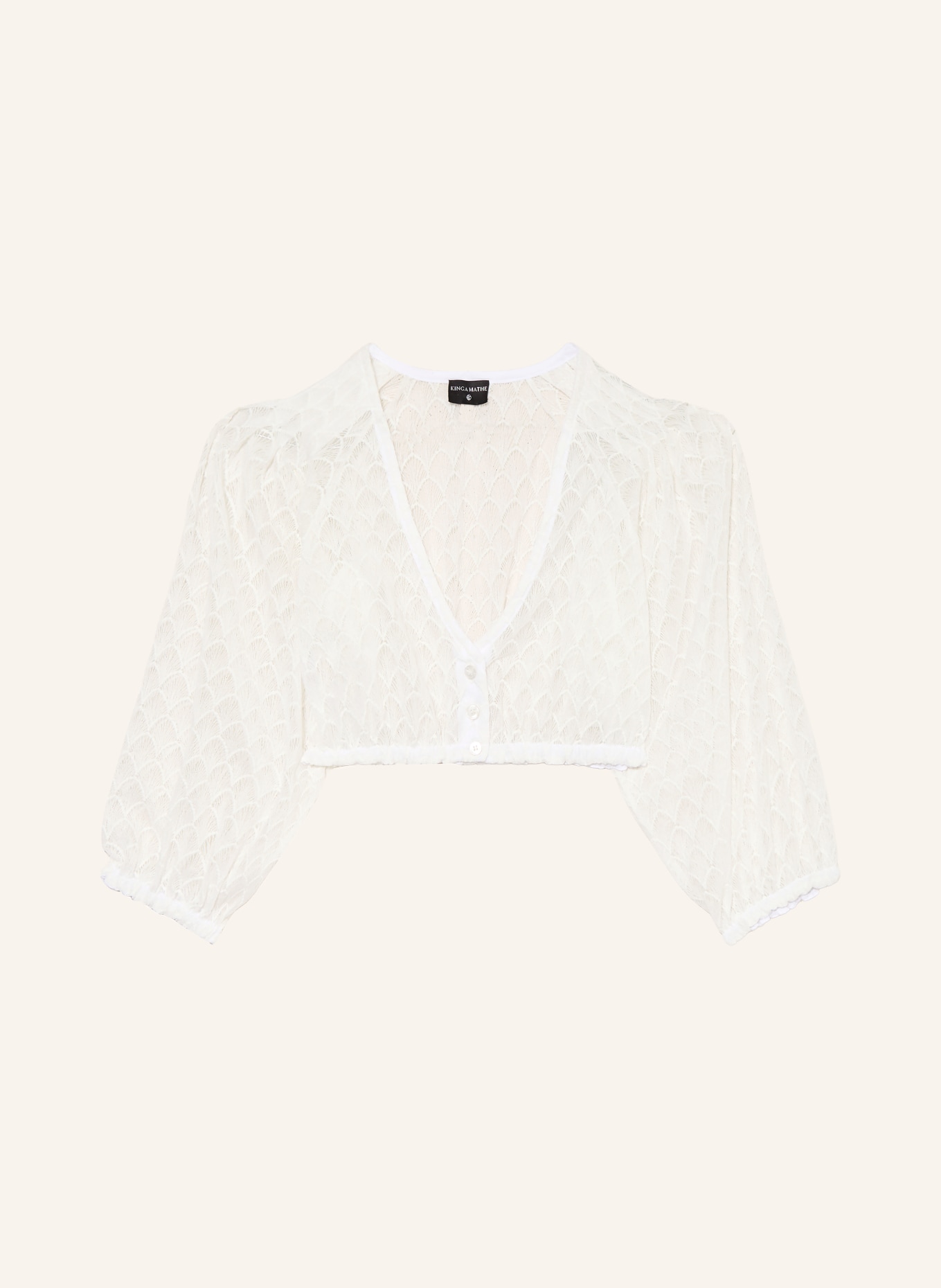 KINGA MATHE Bluzka dirndl KEIRA z koronki z rękawami 3/4: BIAŁY