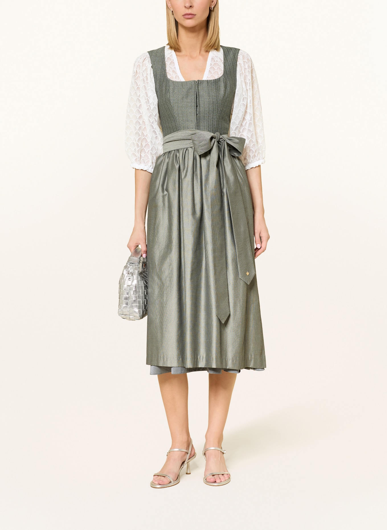 KINGA MATHE Bluzka dirndl KEIRA z koronki z rękawami 3/4: BIAŁY