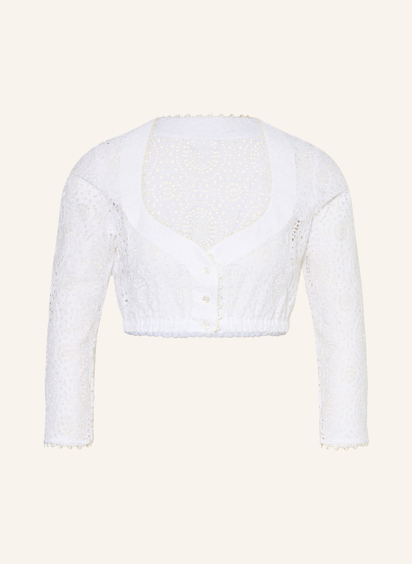 KINGA MATHE Dirndlbluse SAMANTHA aus Lochspitze: WEISS