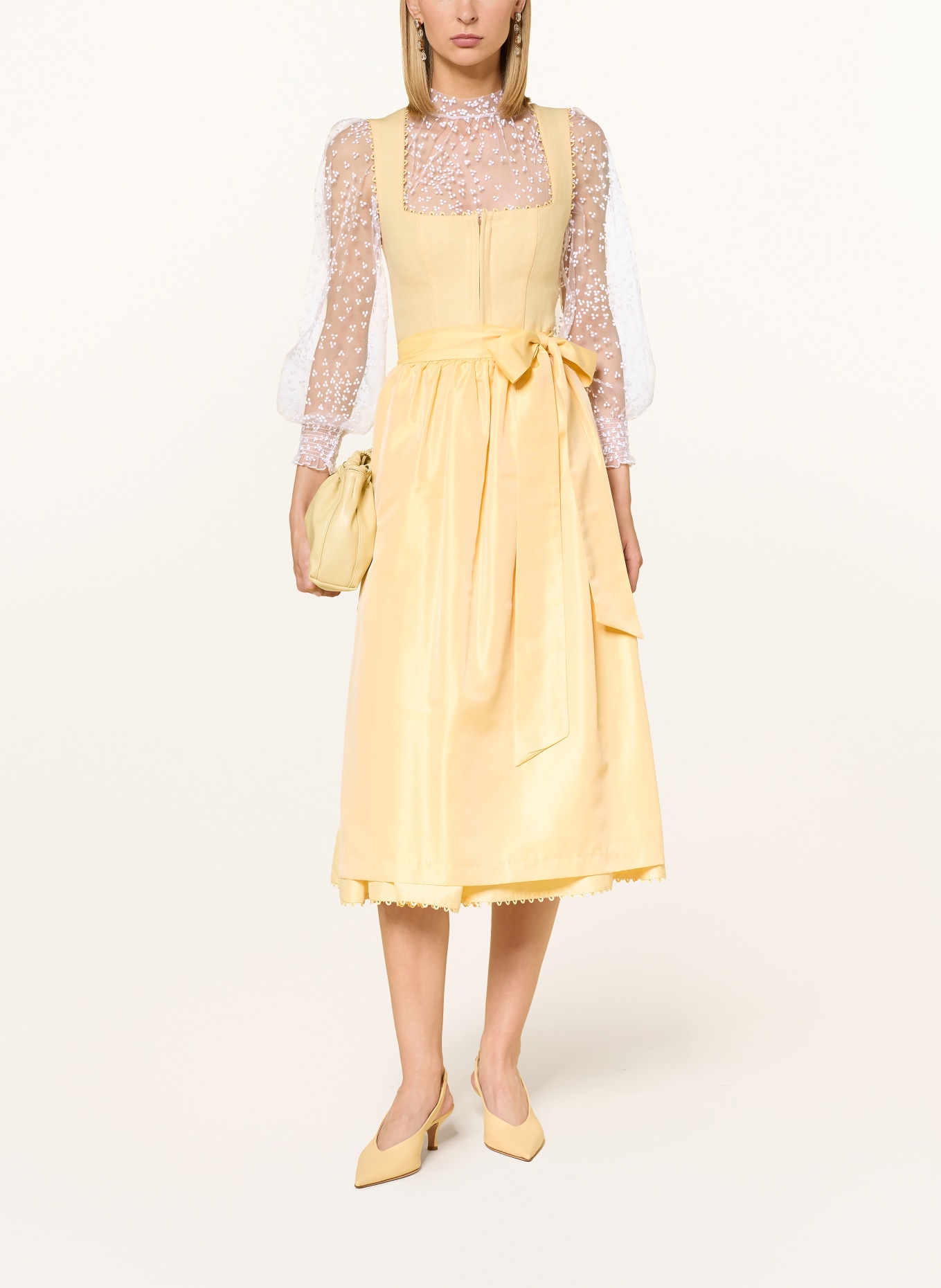 KINGA MATHE Bluzka dirndl LENA z tiulu: BIAŁY