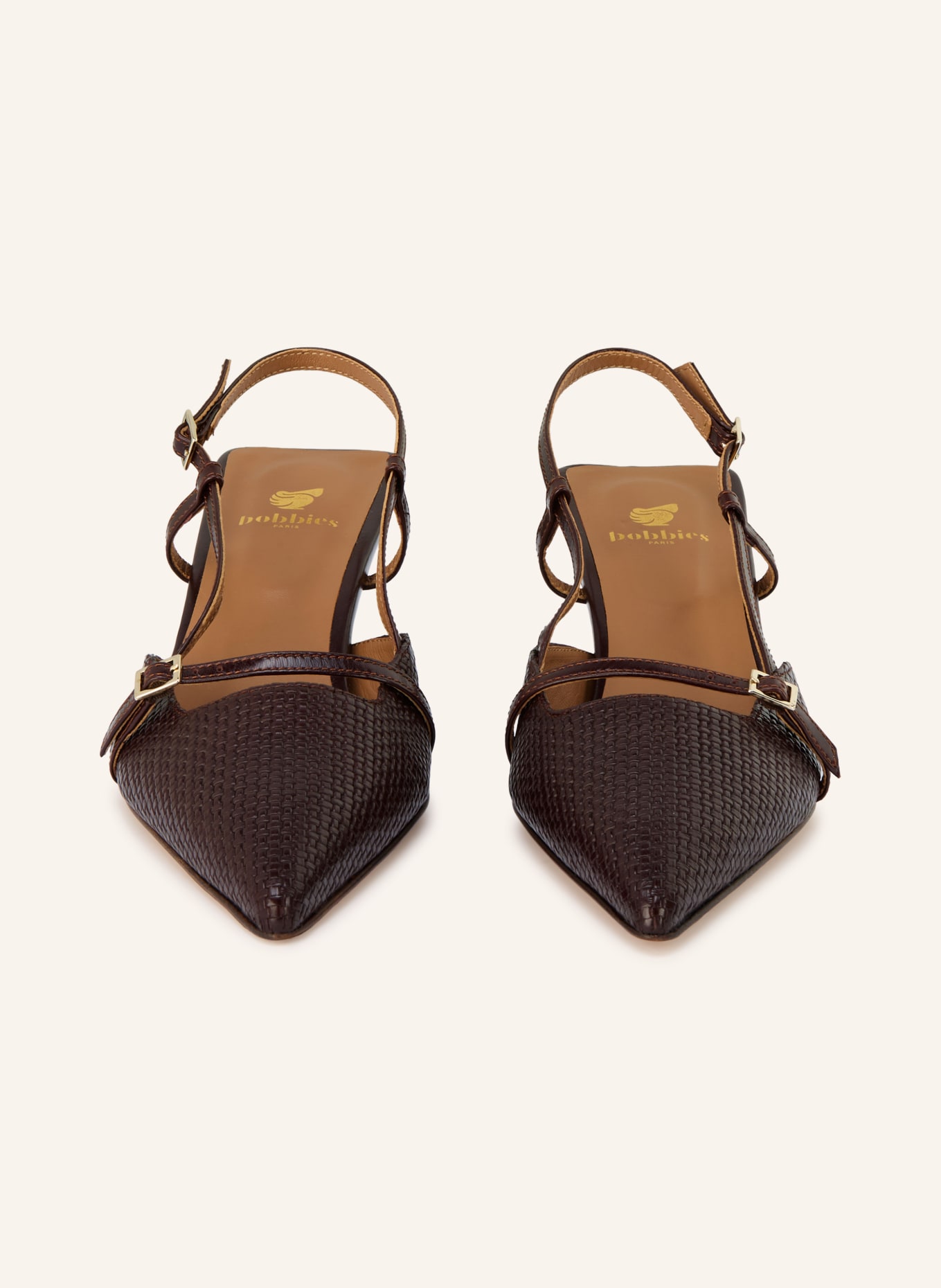 bobbies REEM Slingback Pumps: DARK BROWN / GOLD