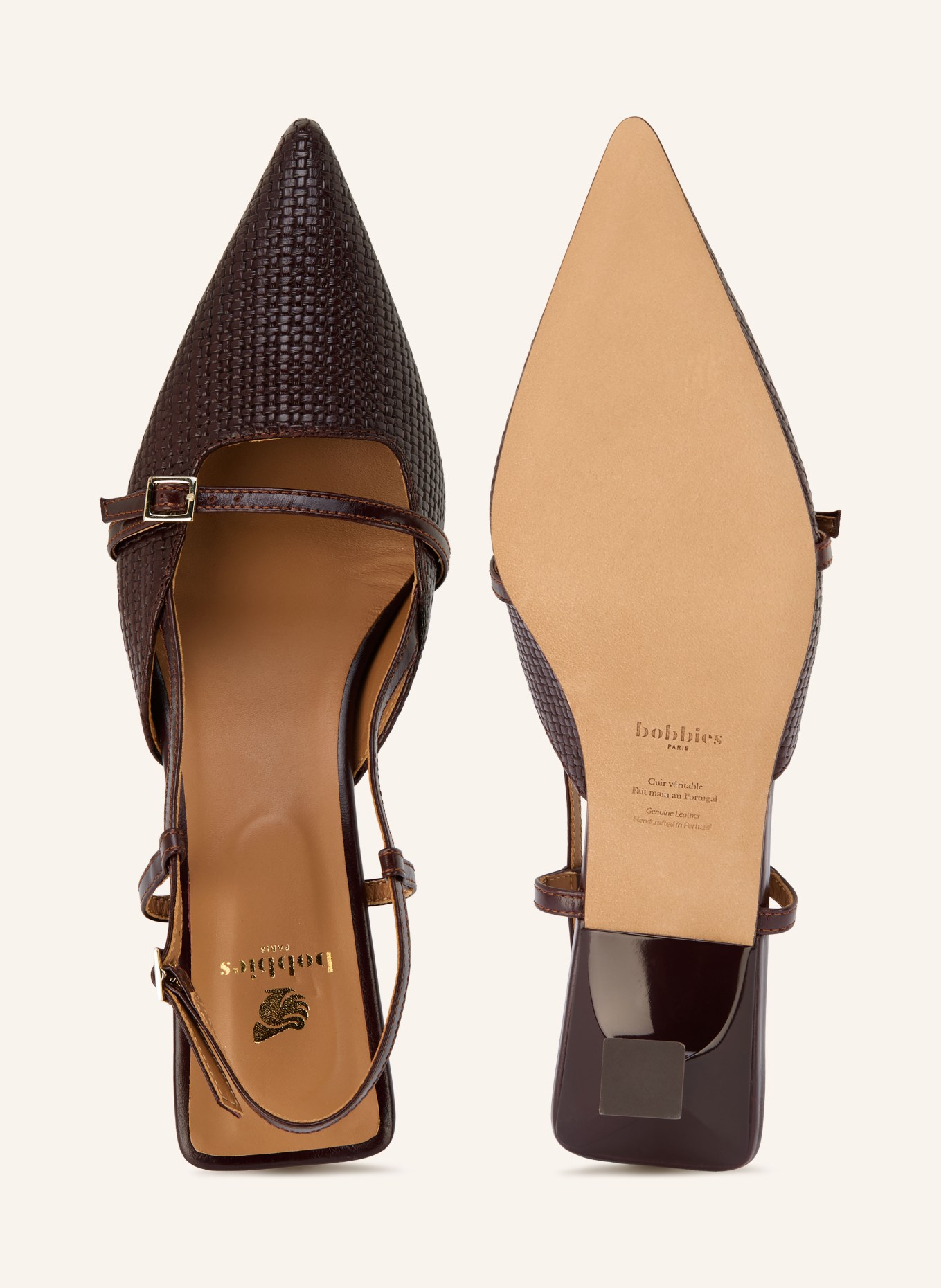 bobbies REEM Slingback Pumps: DARK BROWN / GOLD