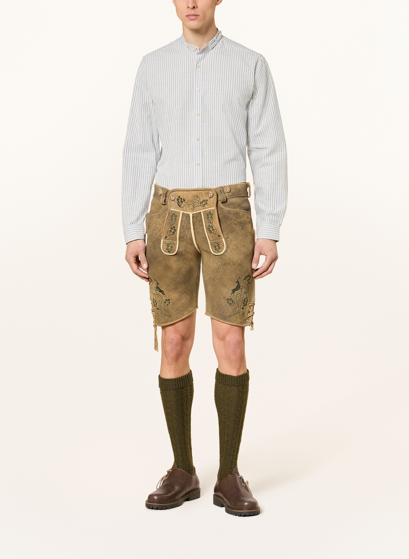 Johann & Johanna Chemise traditionnelle coupe ajustée à col montant: BLEU CLAIR / BEIGE