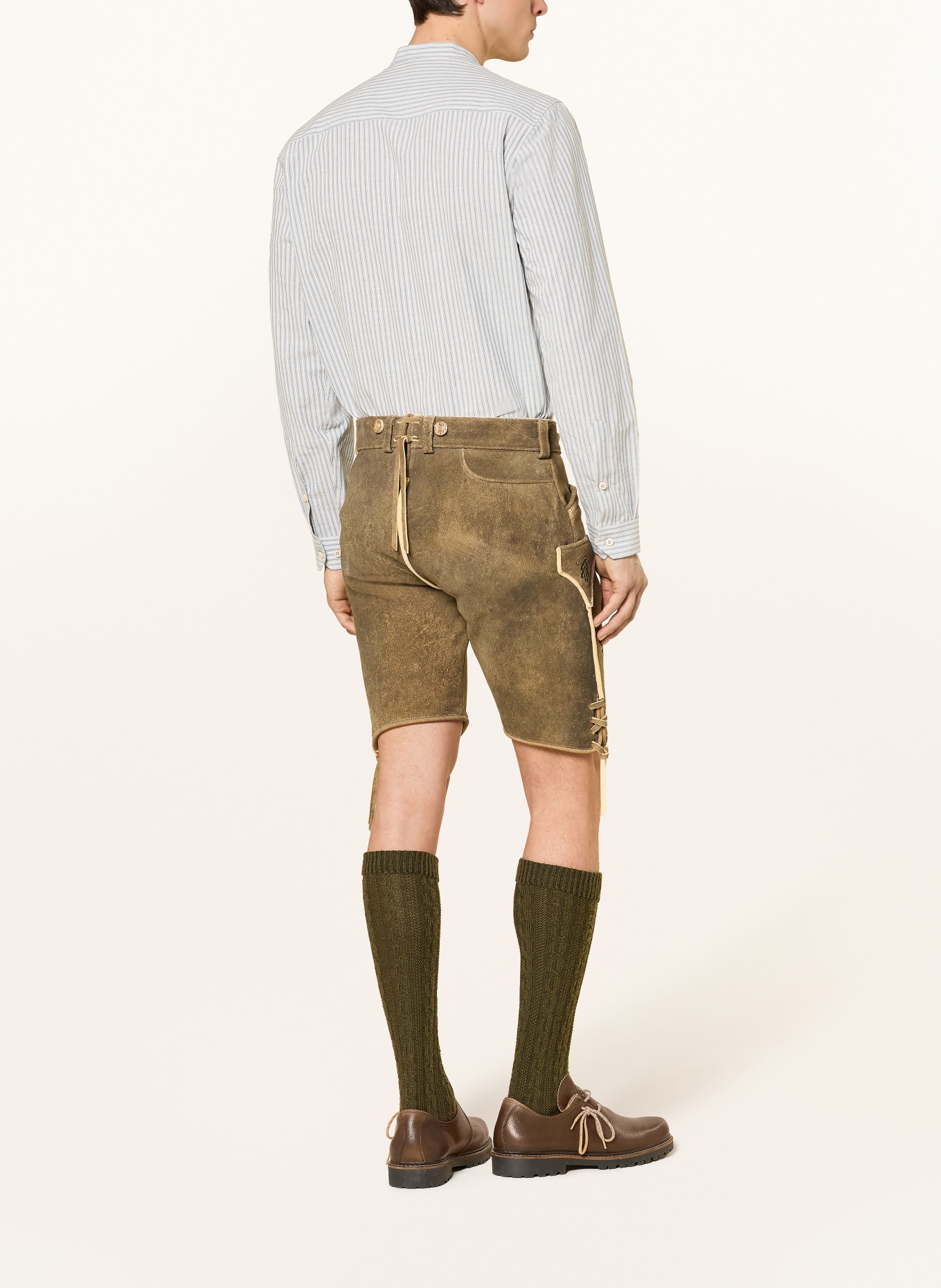 Johann & Johanna Chemise traditionnelle coupe ajustée à col montant: BLEU CLAIR / BEIGE