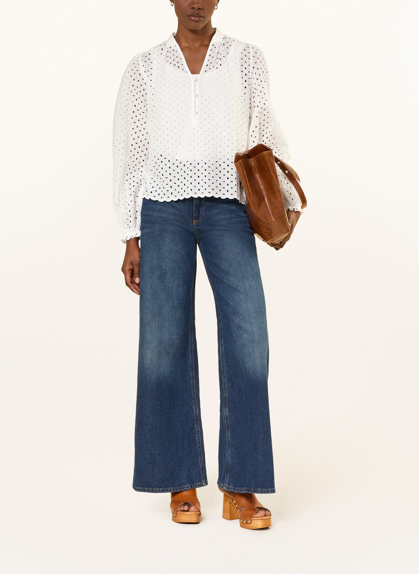 MOS MOSH Blusenshirt MMTAZZIN aus Lochspitze: WEISS