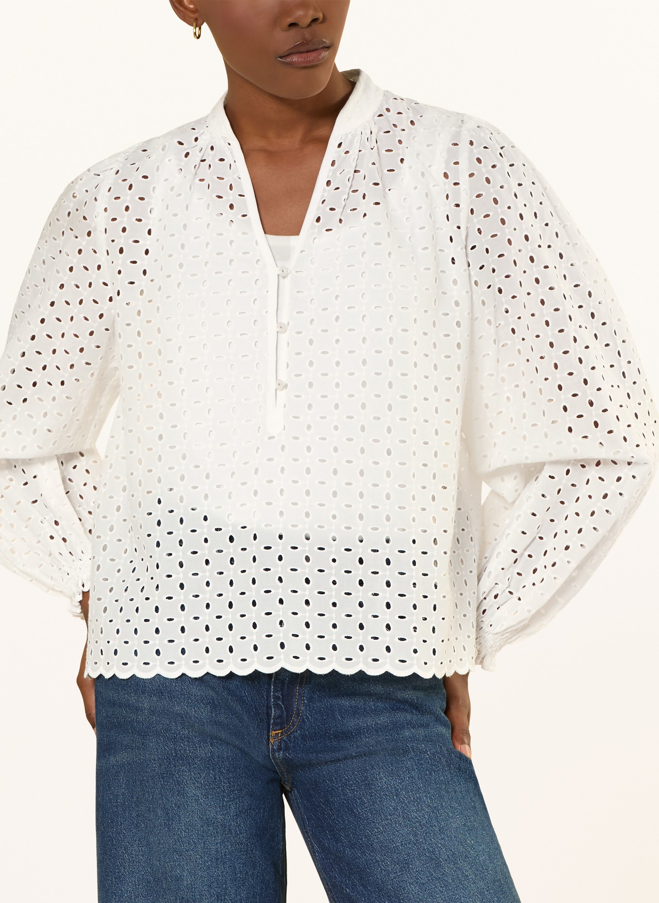 MOS MOSH Blusenshirt MMTAZZIN aus Lochspitze: WEISS