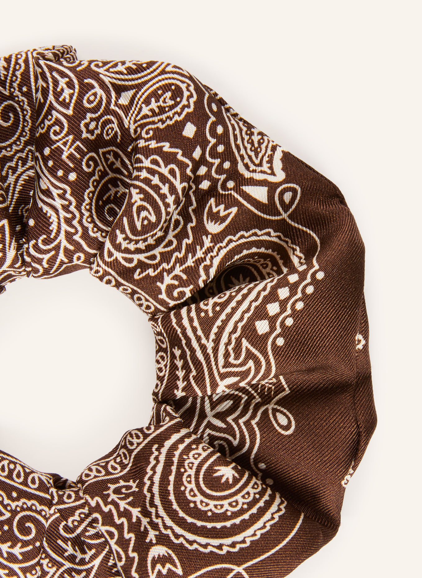 AENEIS Silk hair tie: DARK BROWN / WHITE