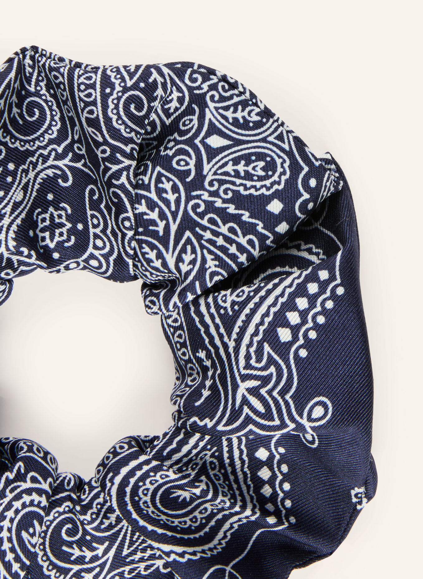 AENEIS Silk hair tie: DARK BLUE / WHITE
