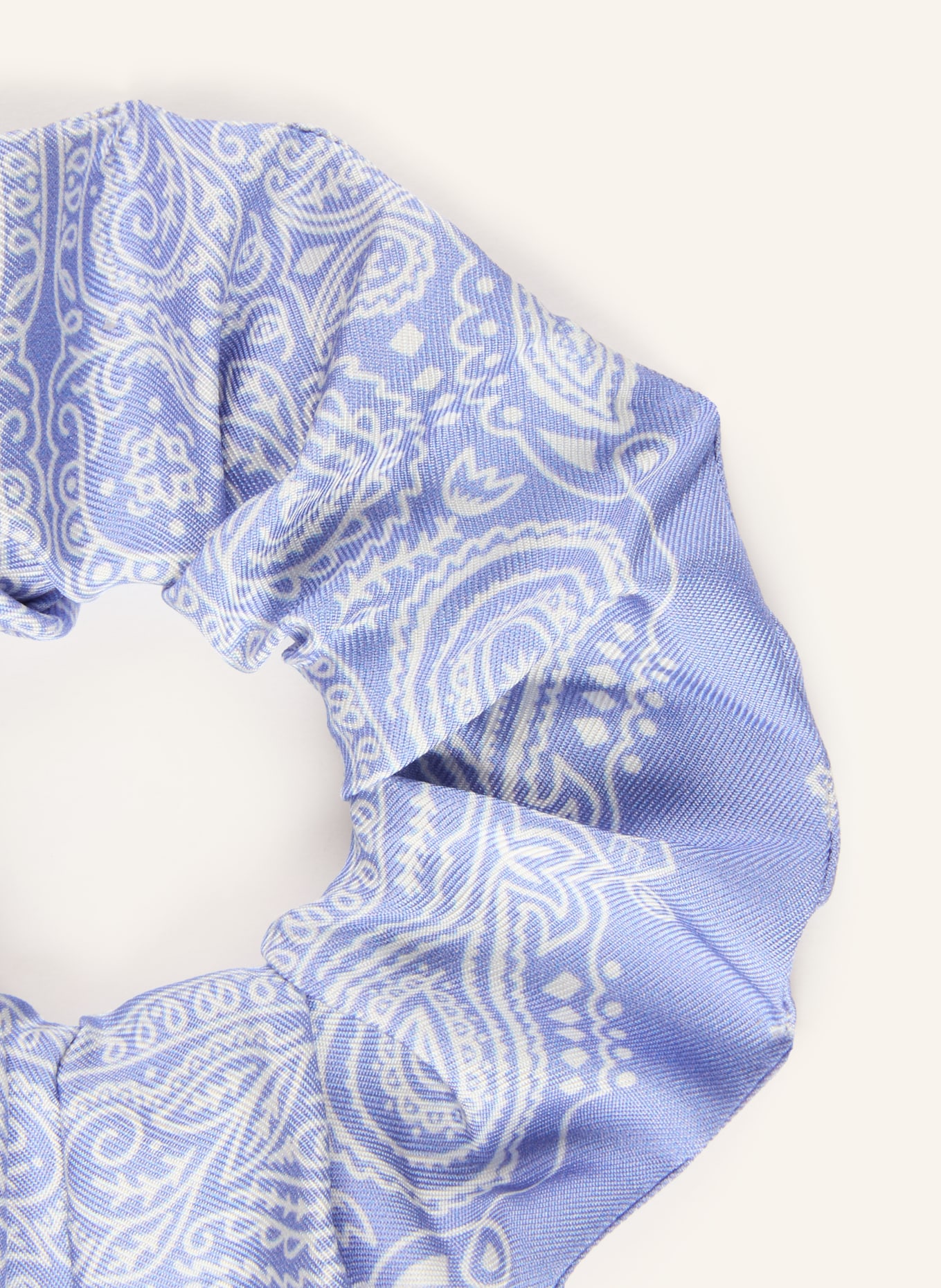 AENEIS Silk hair tie: LIGHT BLUE / WHITE