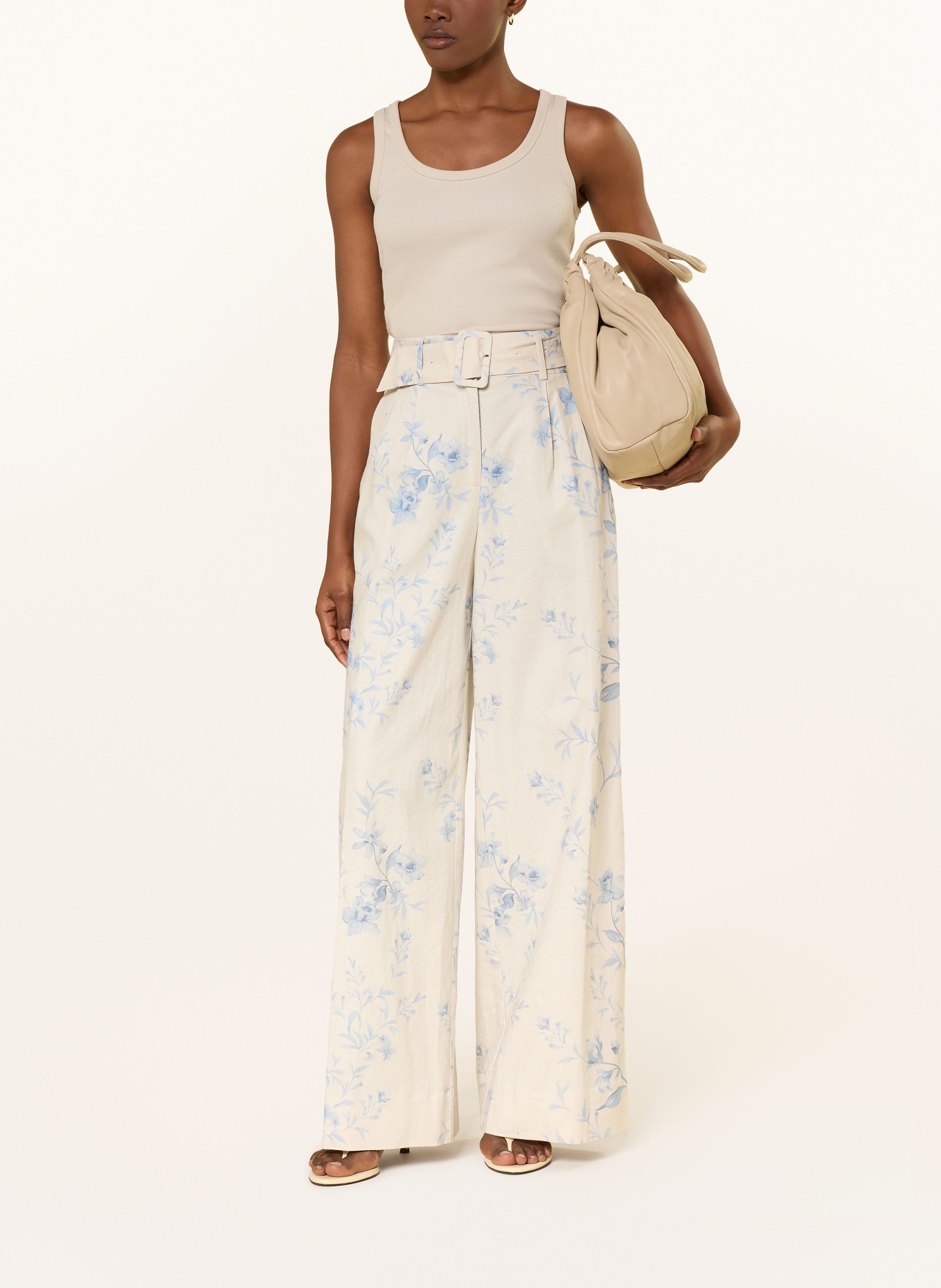 MOS MOSH Marlenehose MMUNISE ELLISH mit Leinen: ECRU / BLAU