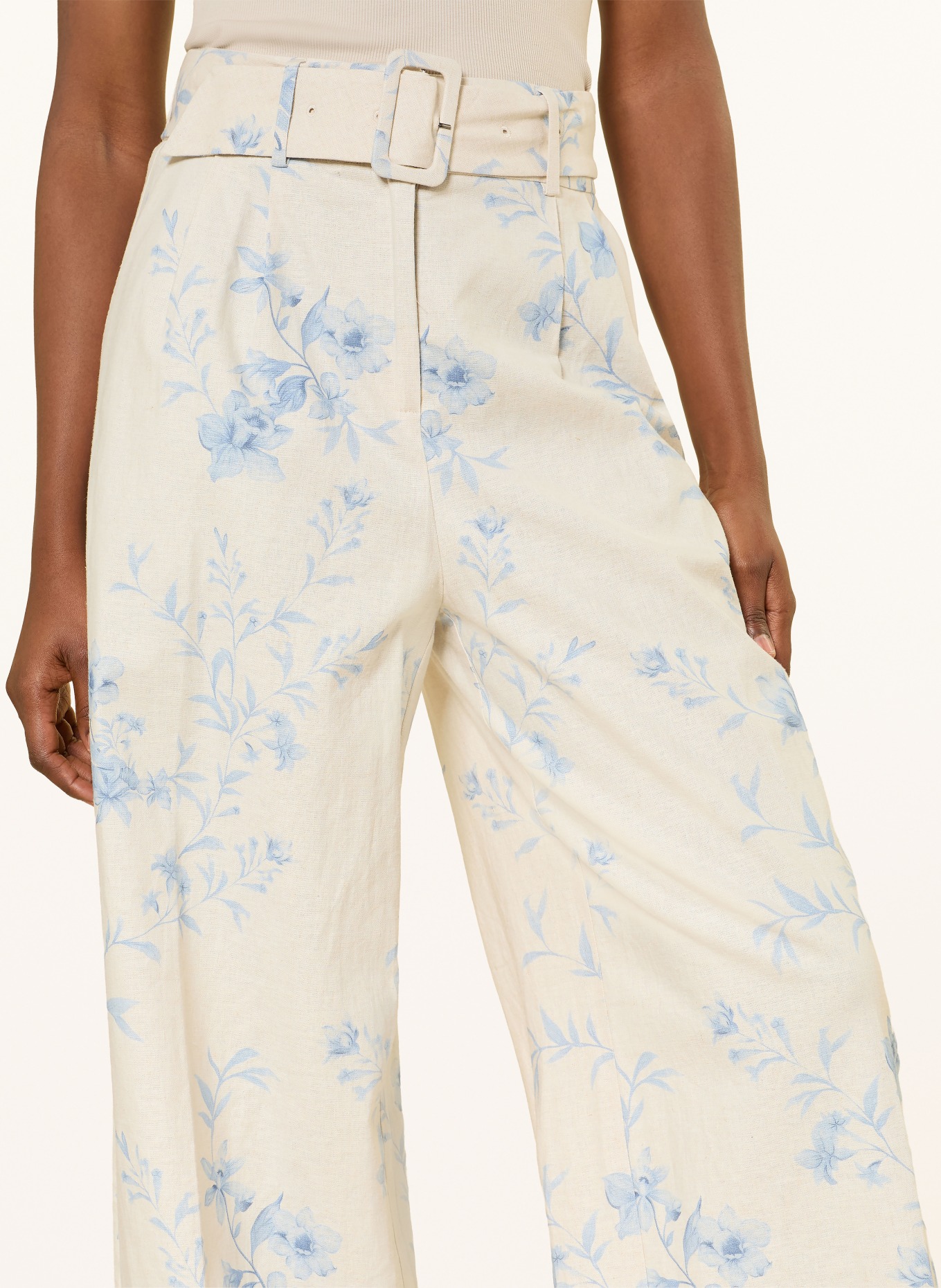 MOS MOSH Marlenehose MMUNISE ELLISH mit Leinen: ECRU / BLAU