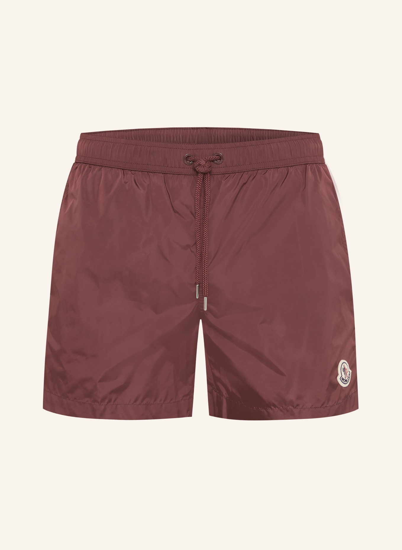 MONCLER Badeshorts: DUNKELROT / BEIGE / BLAU