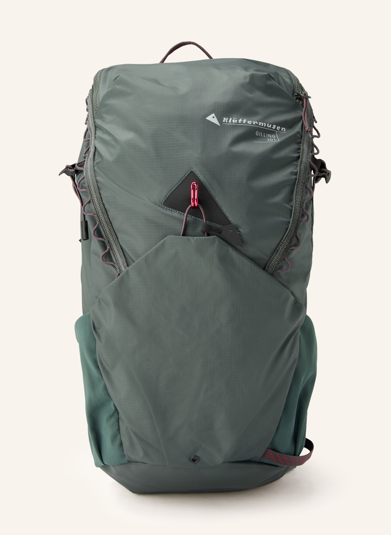 Klättermusen GILLING 20 L Backpack: DARK GREEN / RED / BLACK