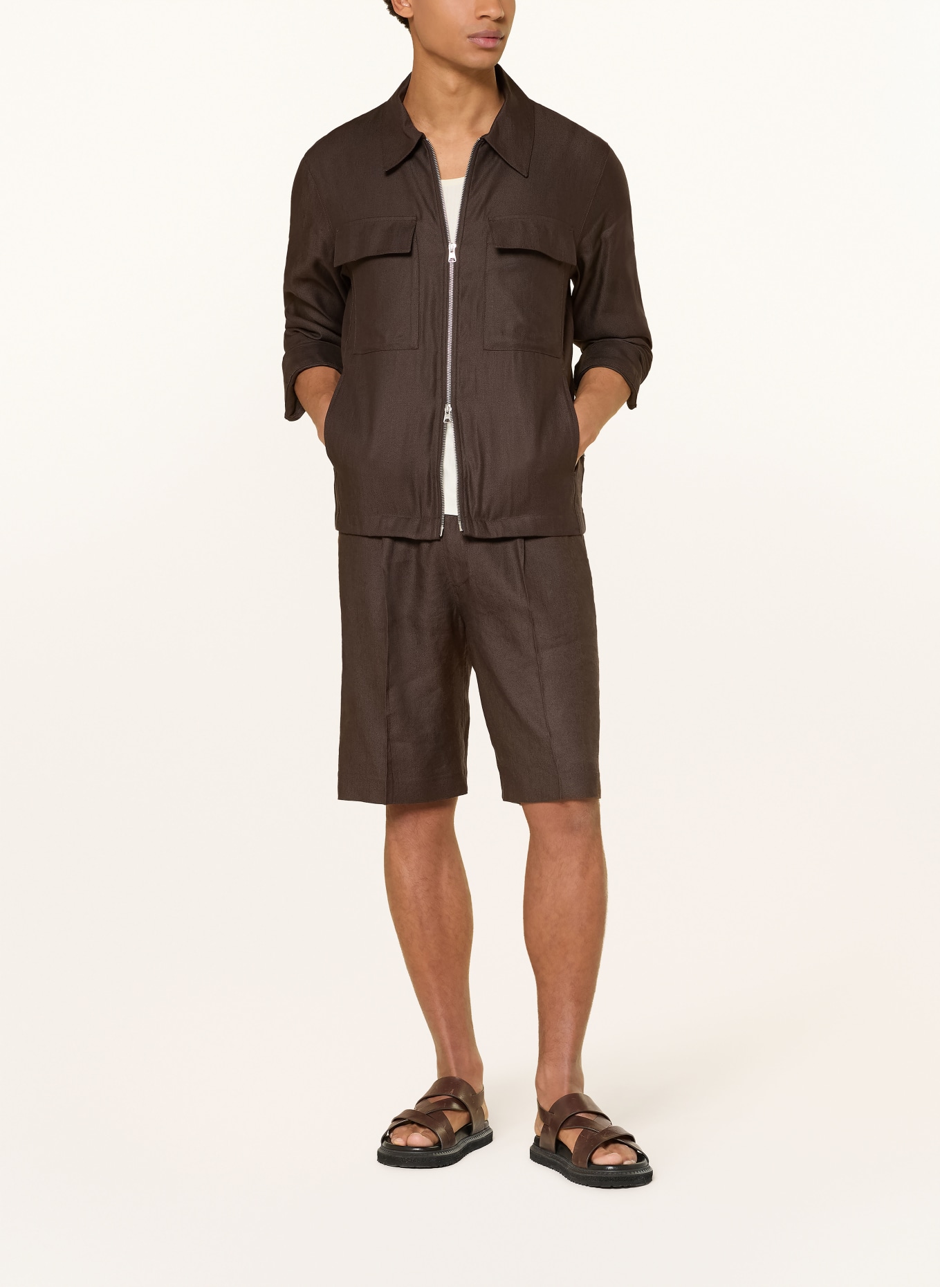 NN.07 Overjacket ALBAN 1808 mit Leinen: DUNKELBRAUN