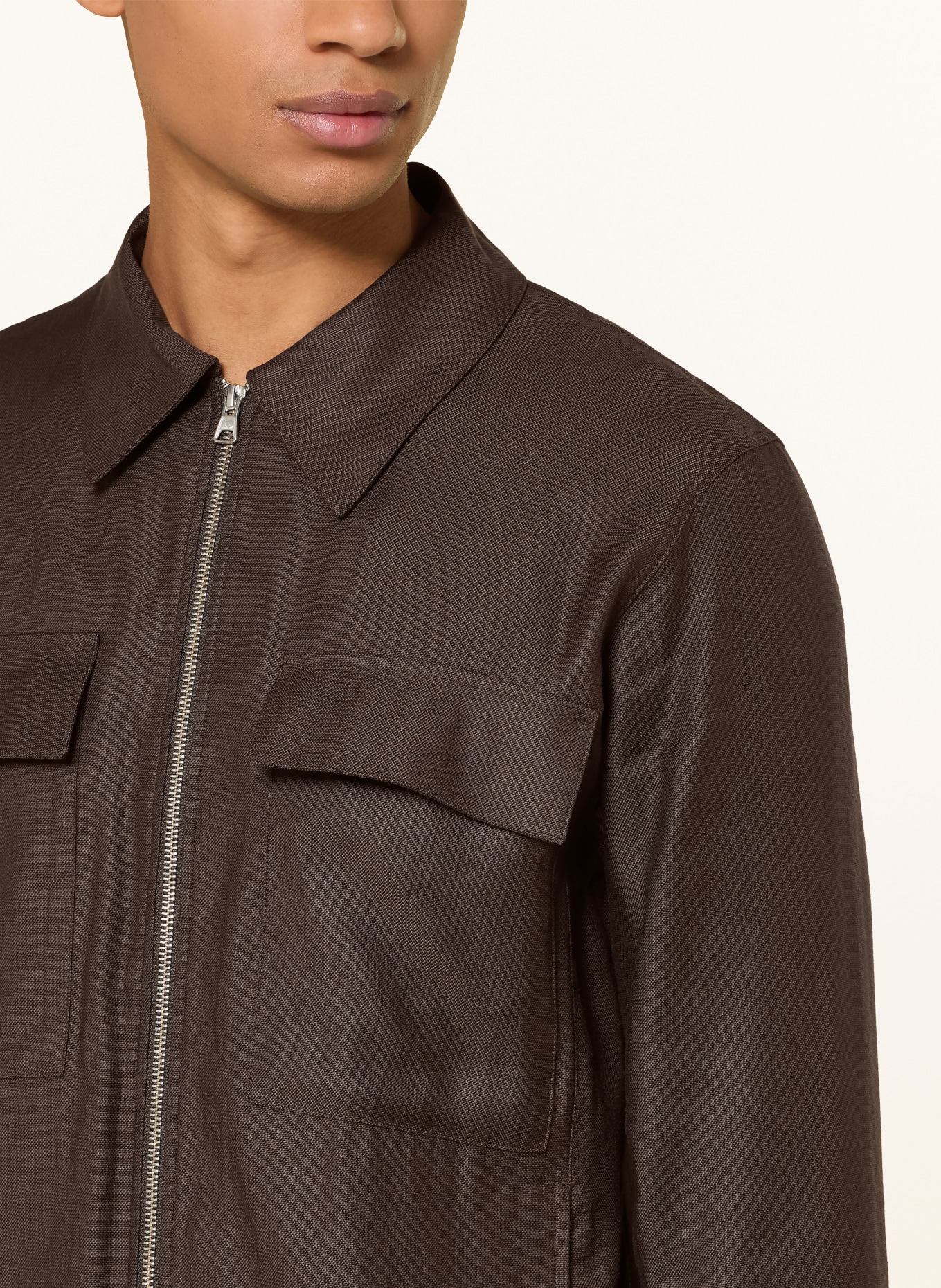 NN.07 Overjacket ALBAN 1808 mit Leinen: DUNKELBRAUN