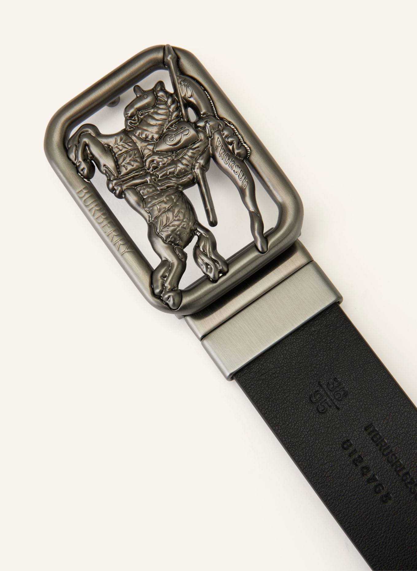 BURBERRY RIDER Reversible Leather Belt: BLACK / GRAY / GREEN