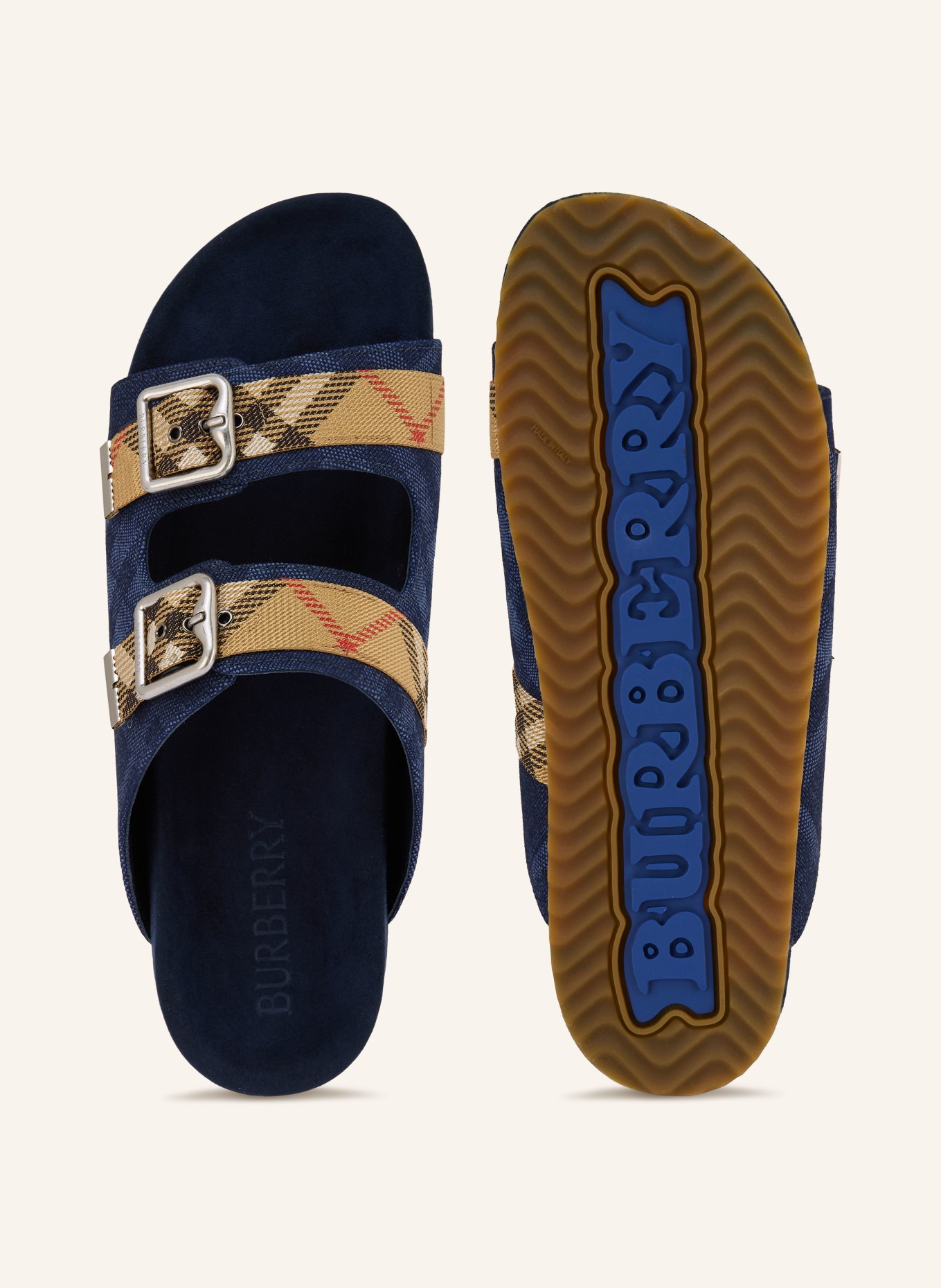 BURBERRY Pantoletten URCHIN: DUNKELBLAU / BEIGE / ROT