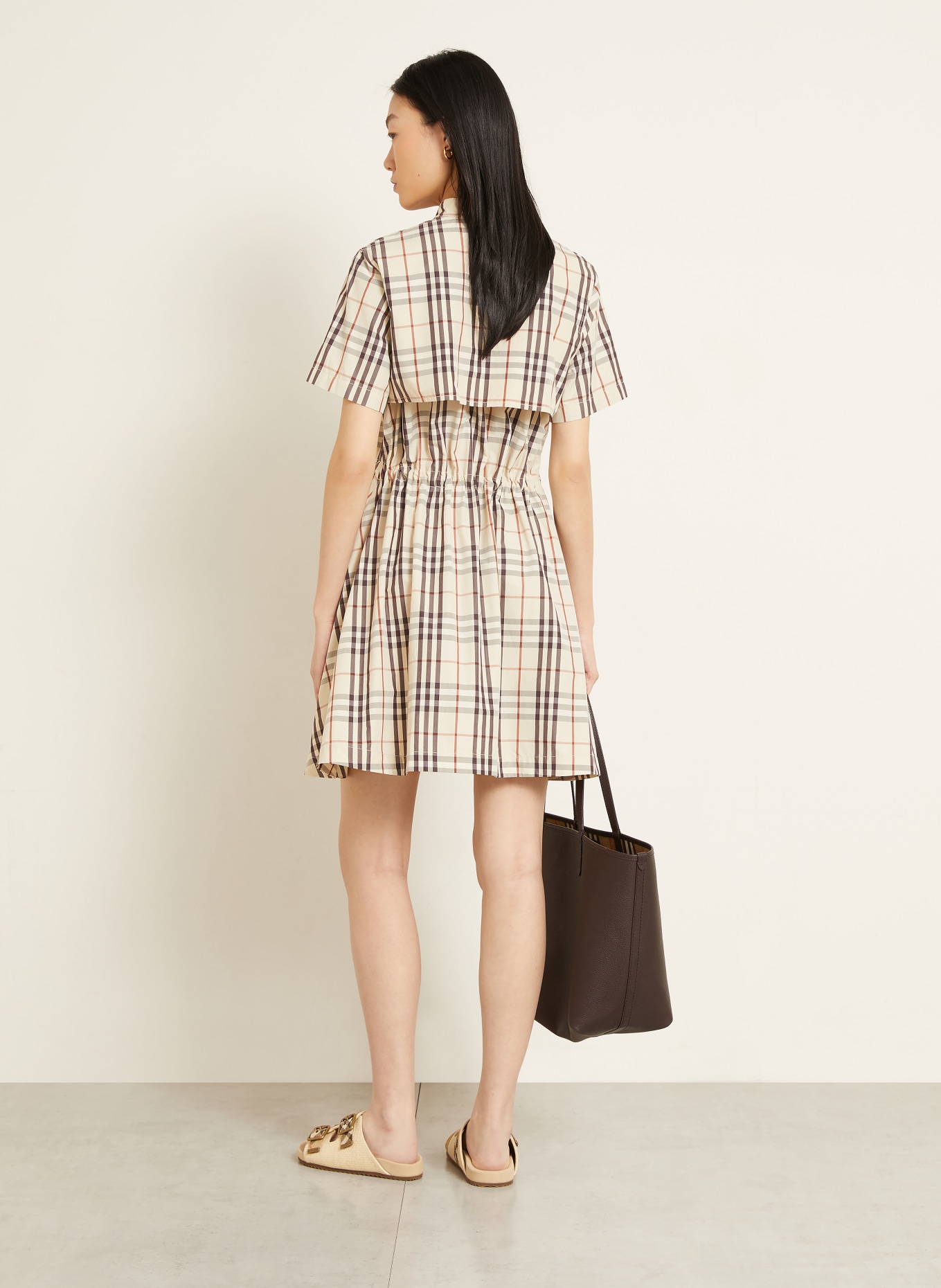 BURBERRY ISOTTA Dress: LIGHT BROWN / DARK BROWN / BROWN