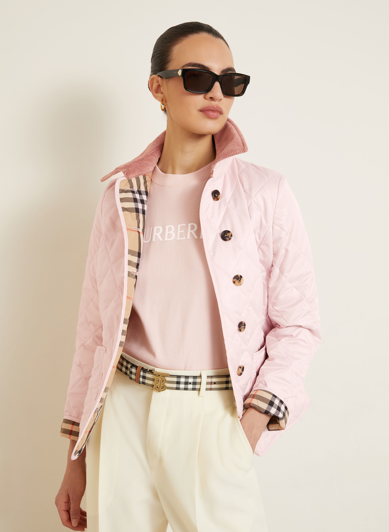 BURBERRY Quilted jacket: LIGHT PINK