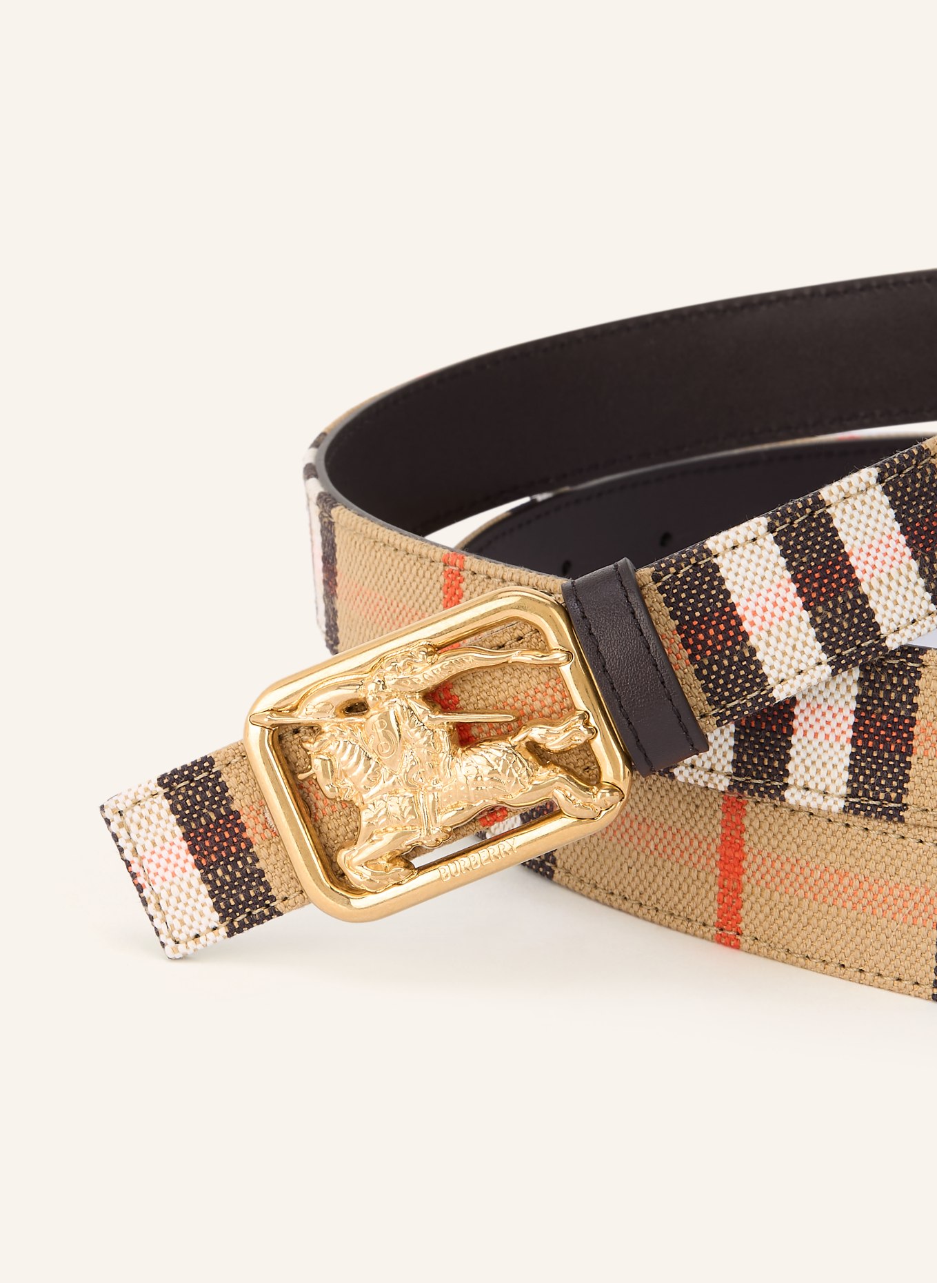 BURBERRY Gürtel RIDER zum Wenden: BEIGE / DUNKELBRAUN / ROT