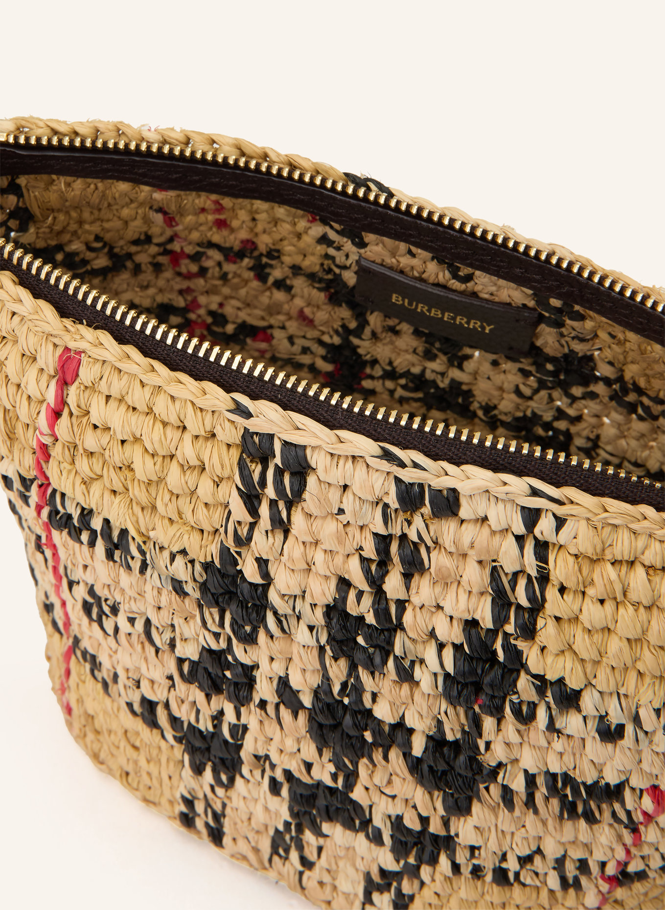 BURBERRY Pouch MARGATE: BEIGE / ROT / SCHWARZ