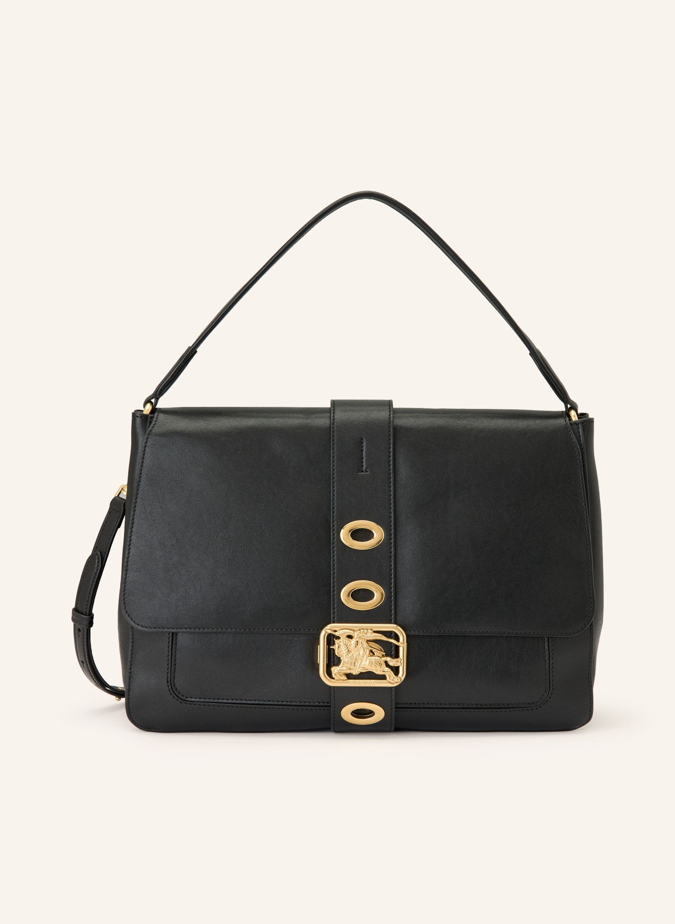 BURBERRY RIDER MEDIUM Shoulder Bag: BLACK / GOLD