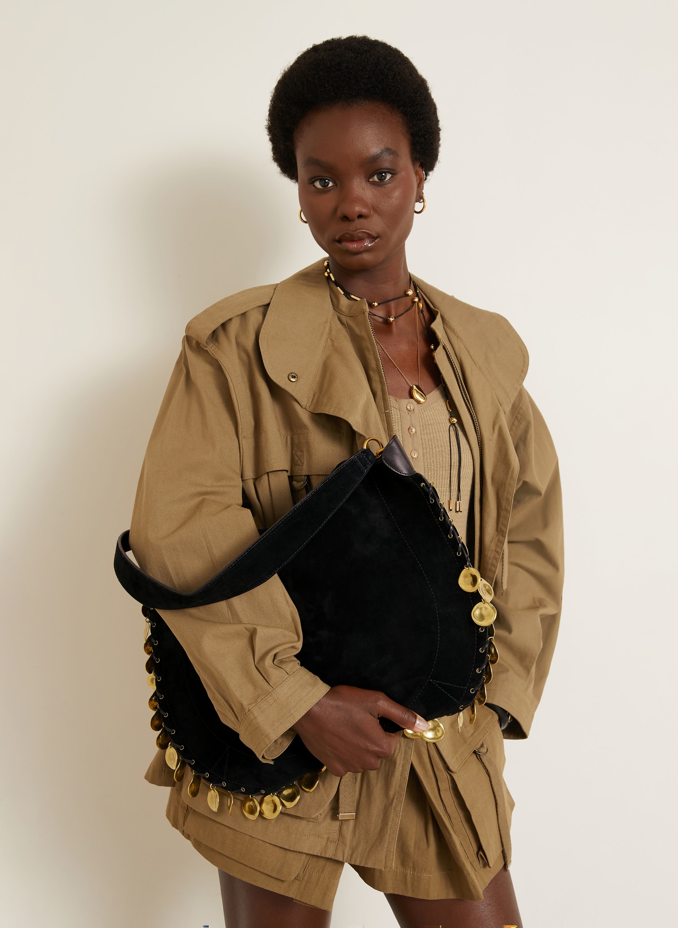 ISABEL MARANT OSKAN Tote Bag: BLACK / GOLD