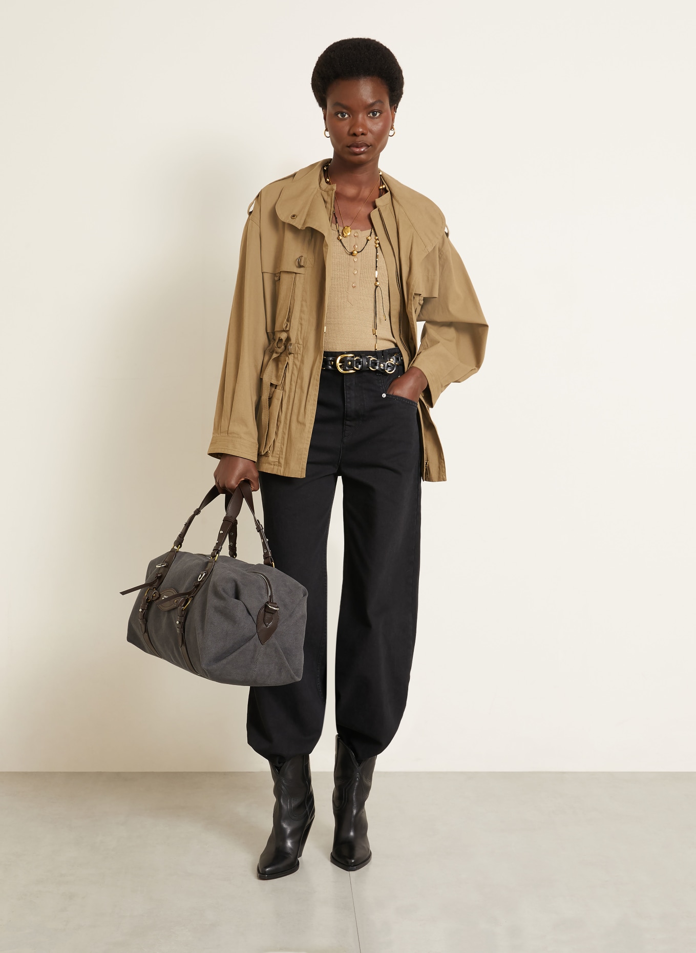 ISABEL MARANT Weekender TILPA: DONKERGRIJS / MARRON FONCÉ