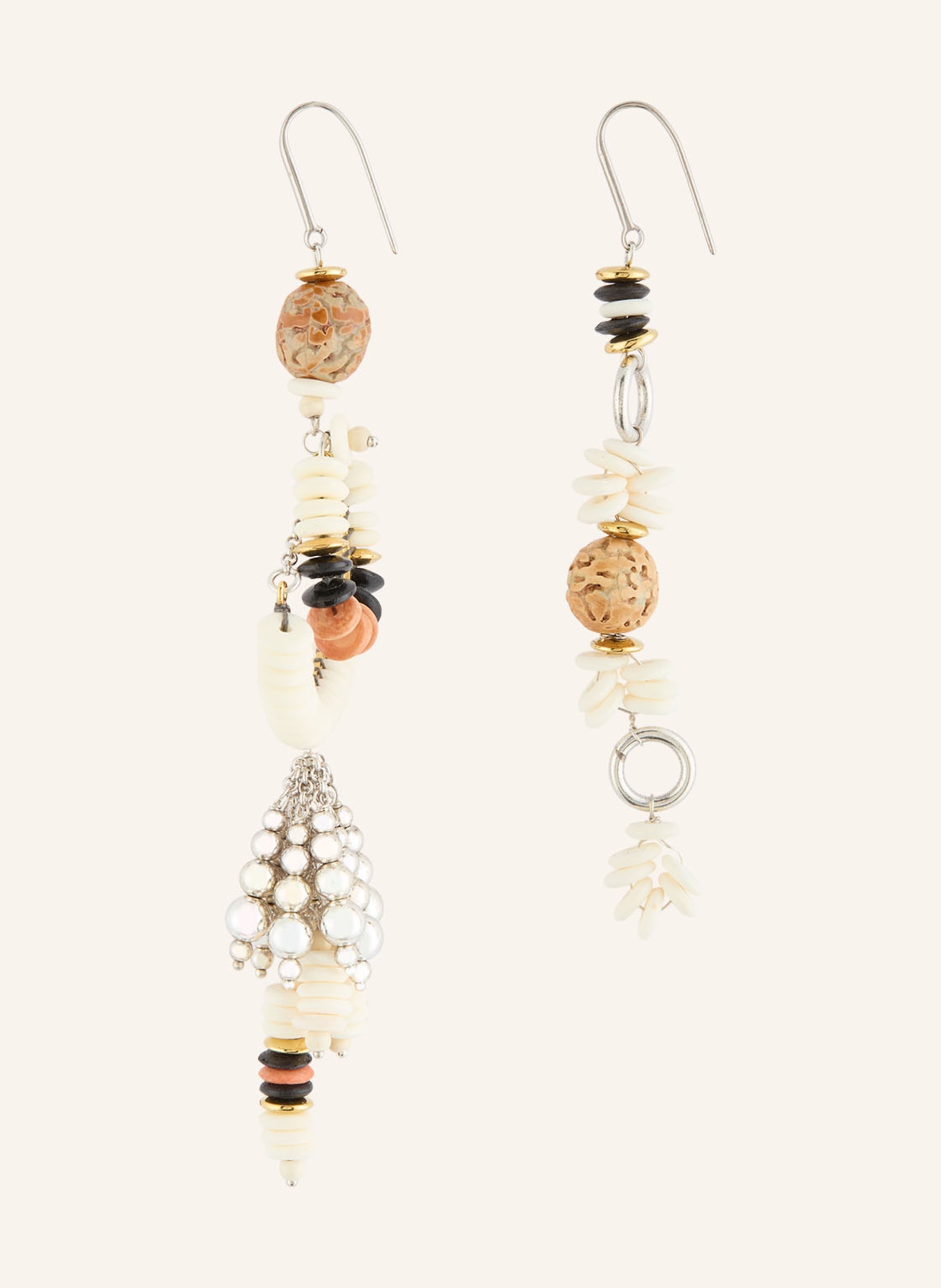 ISABEL MARANT LYNA Dangle Earrings: CREAM / SILVER / BEIGE