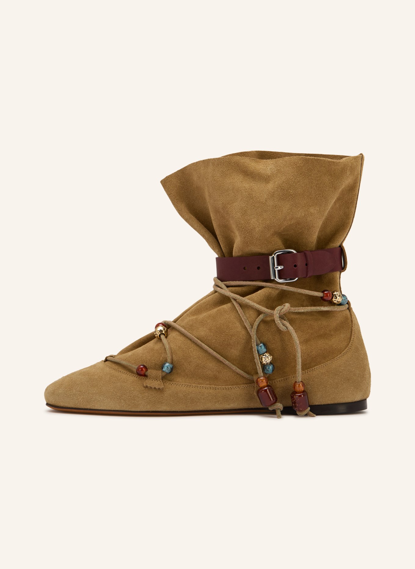 ISABEL MARANT Stiefeletten LETIZ mit Schmuckperlen: HELLBRAUN / SILBER / BRAUN