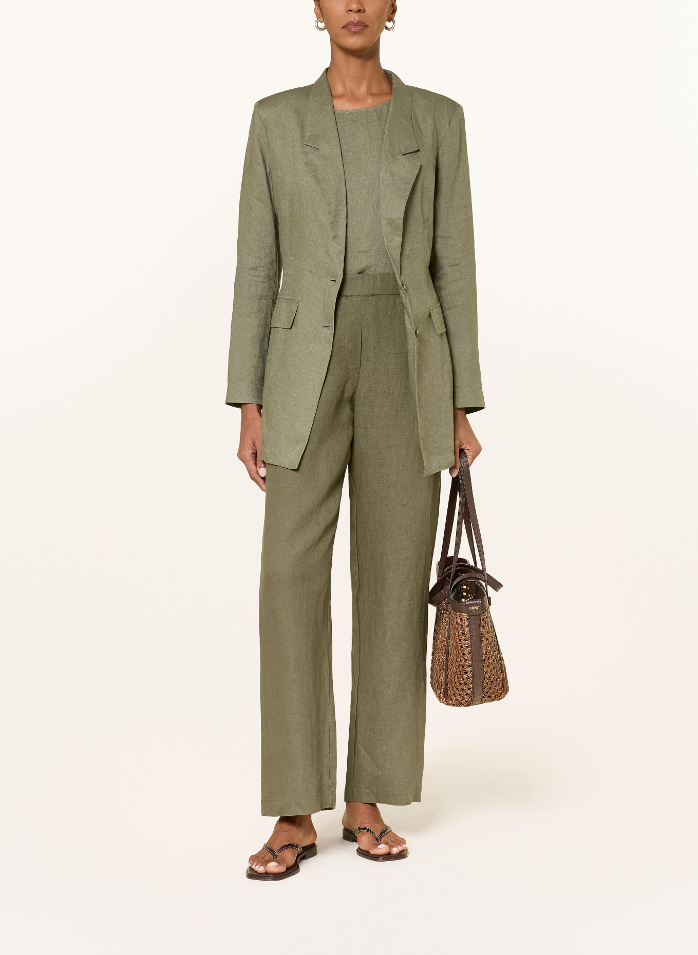 lilienfels Lněné kalhoty ANTON: OLIVOVÁ