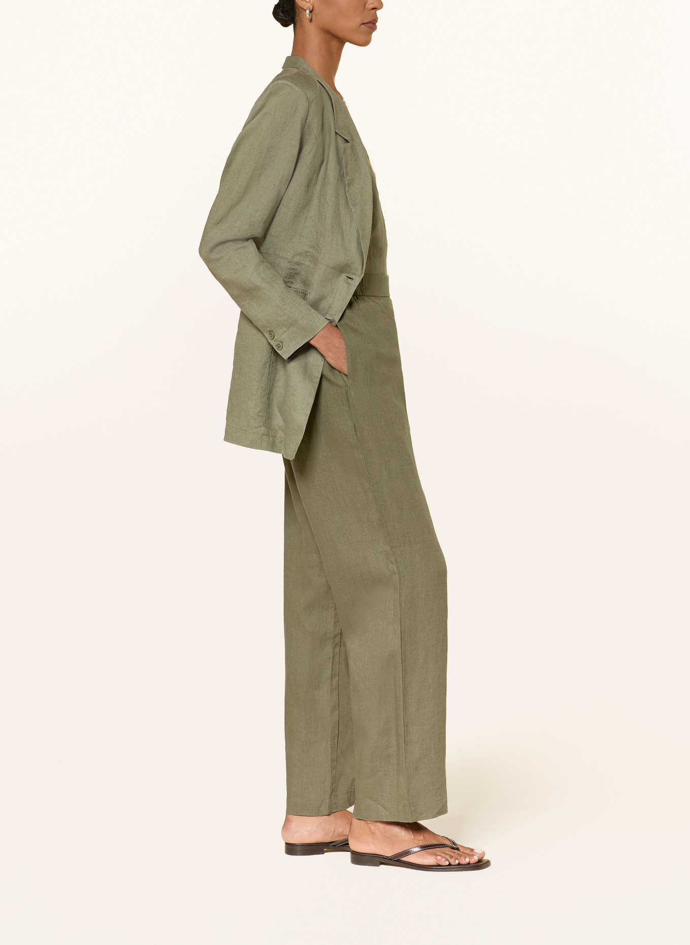 lilienfels Lněné kalhoty ANTON: OLIVOVÁ