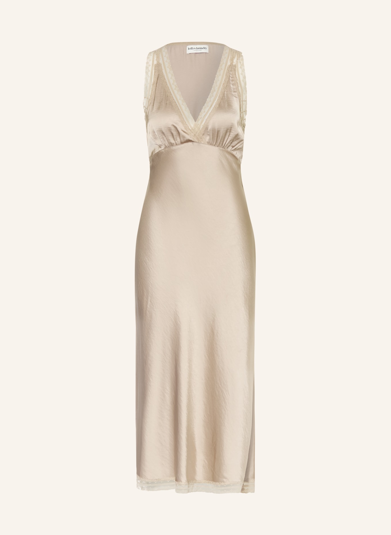 lollys laundry Satijnen jurk CLARILL met kant: BEIGE