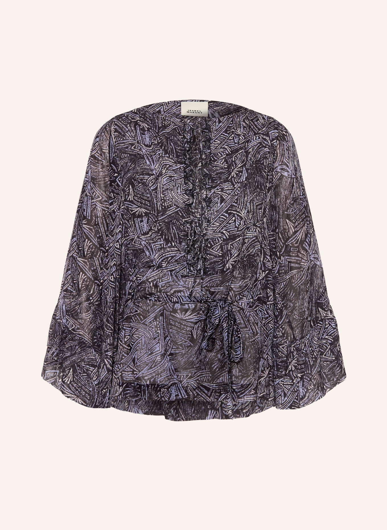 ISABEL MARANT Bluzka TEKIA z rękawami 3/4: CZARNY / JASNOFIOLETOWY / FIOLETOWY