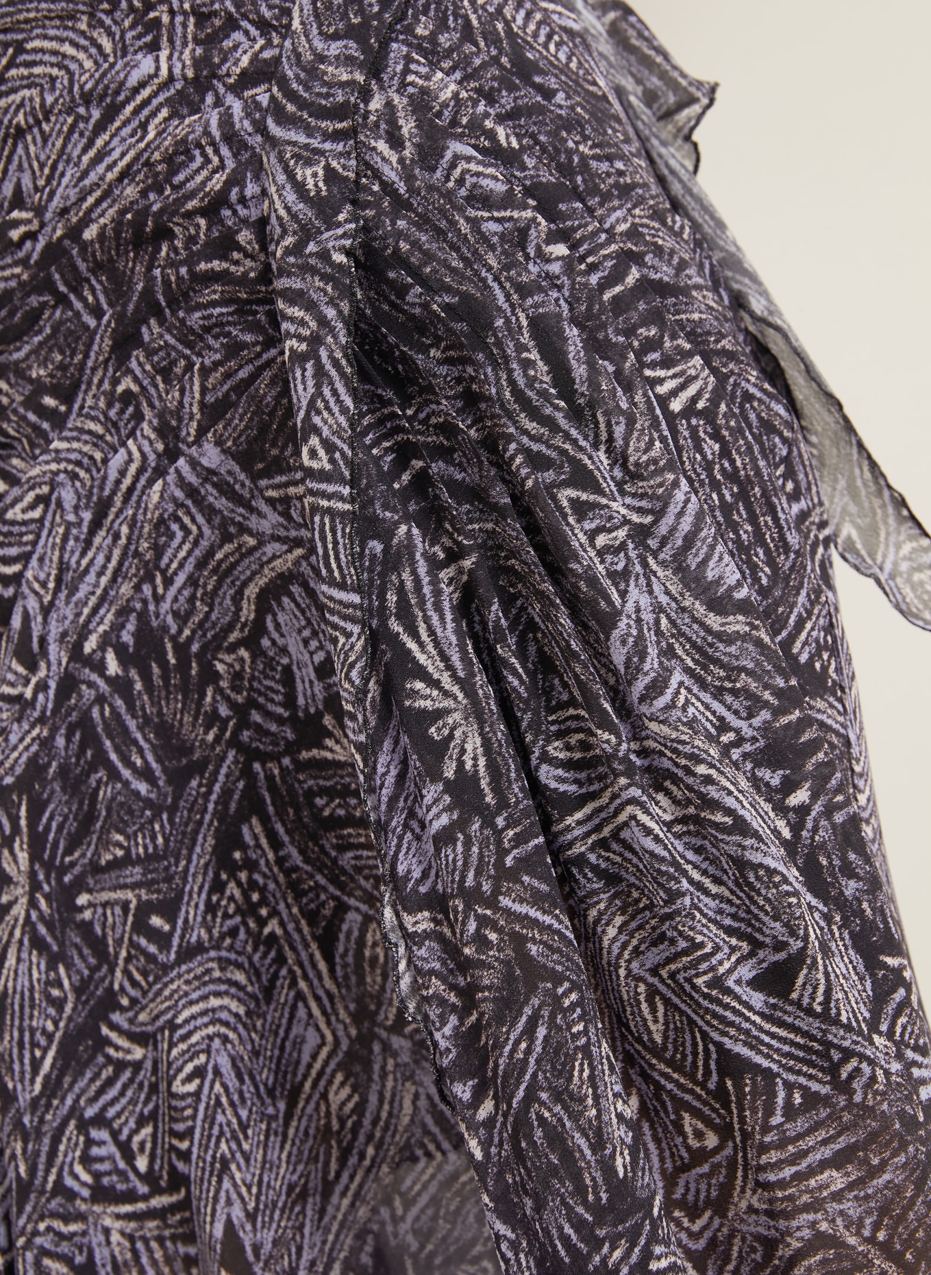 ISABEL MARANT Robe en soie TYLENA à volants: NOIR / LILAS CLAIR / LILAS FONCÉ