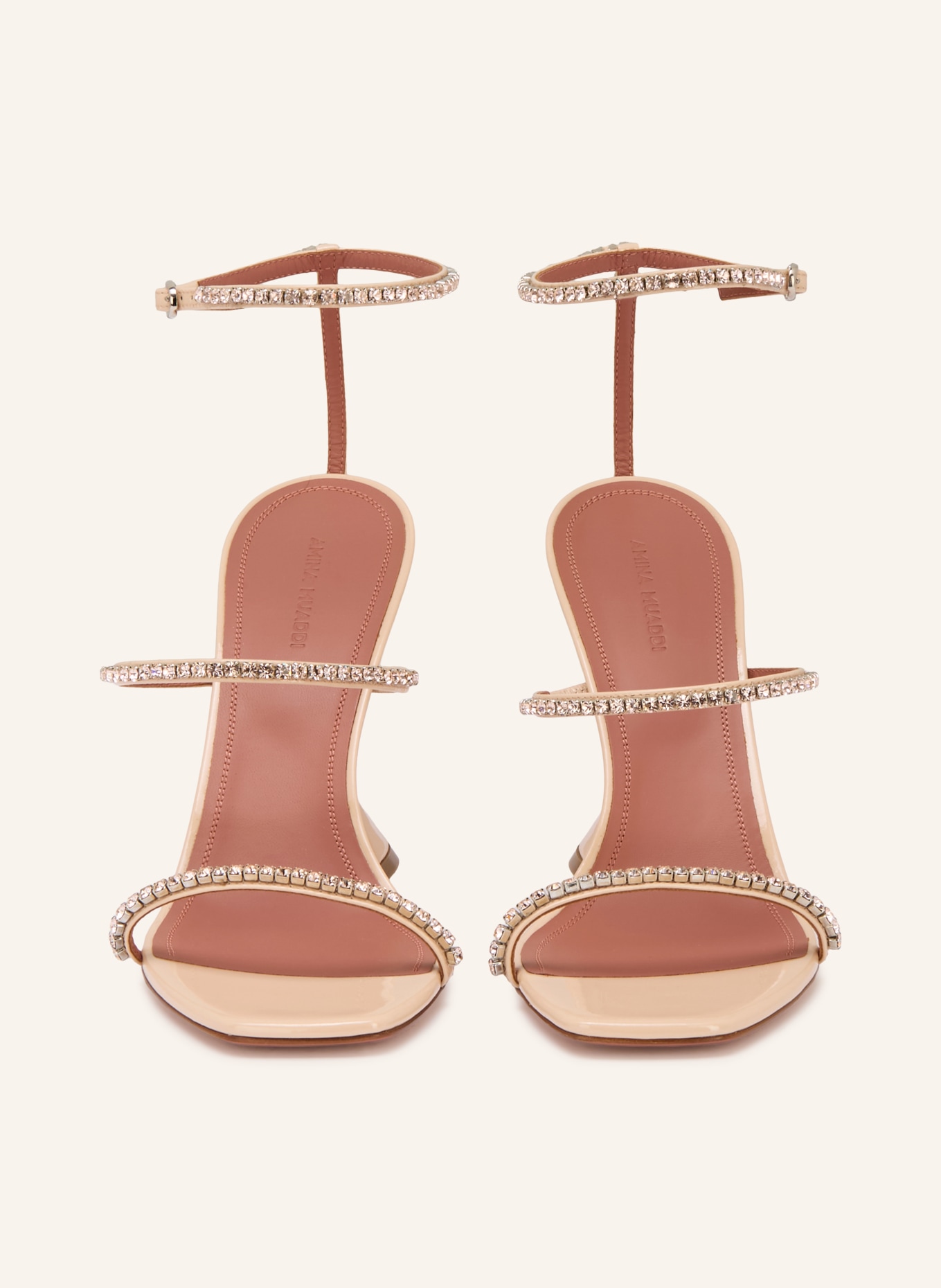 AMINA MUADDI Sandałki GILDA z kamieniami ozdobnymi: JASNORÓŻOWY