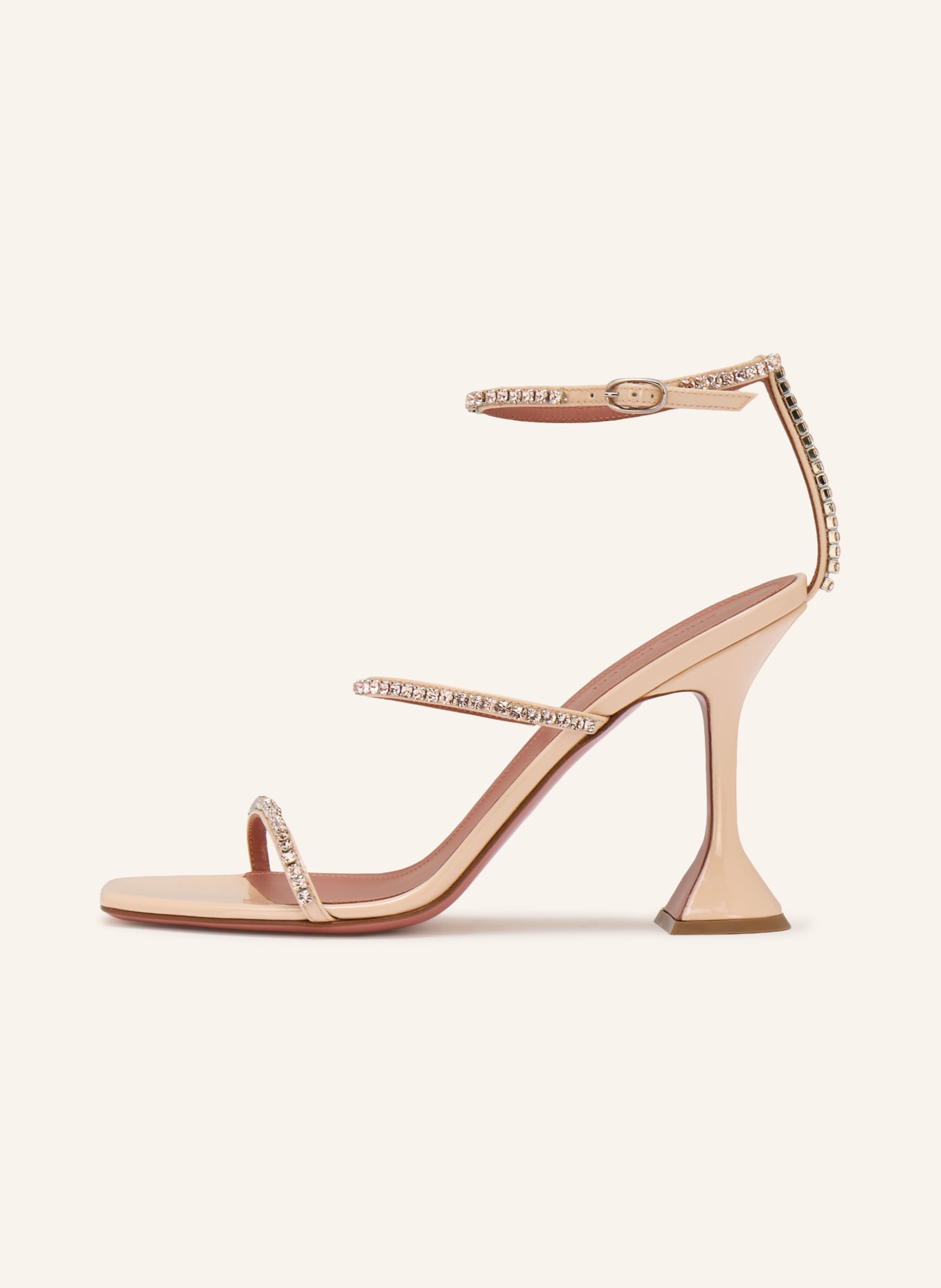 AMINA MUADDI Sandałki GILDA z kamieniami ozdobnymi: JASNORÓŻOWY