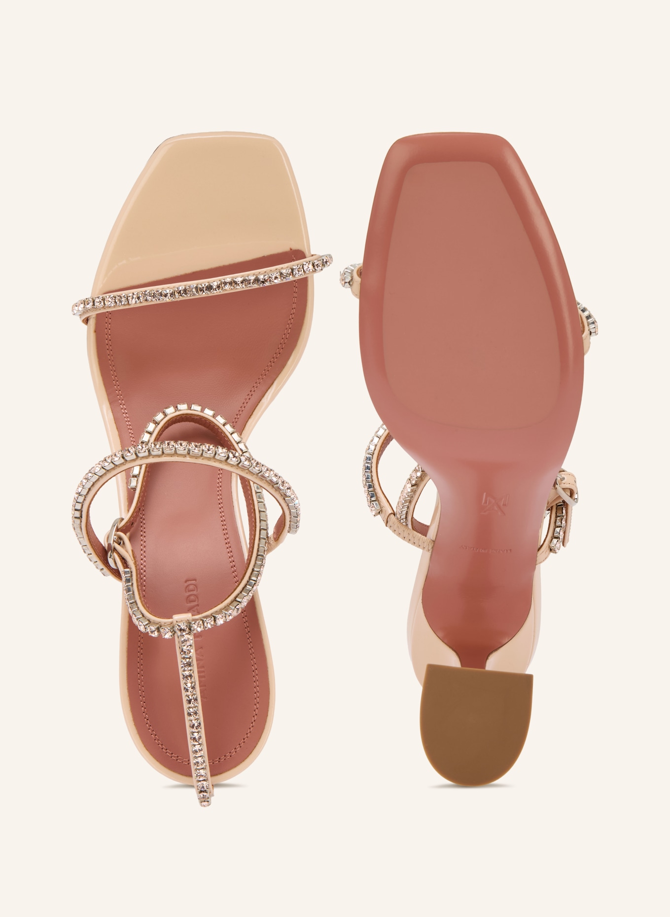 AMINA MUADDI Sandałki GILDA z kamieniami ozdobnymi: JASNORÓŻOWY