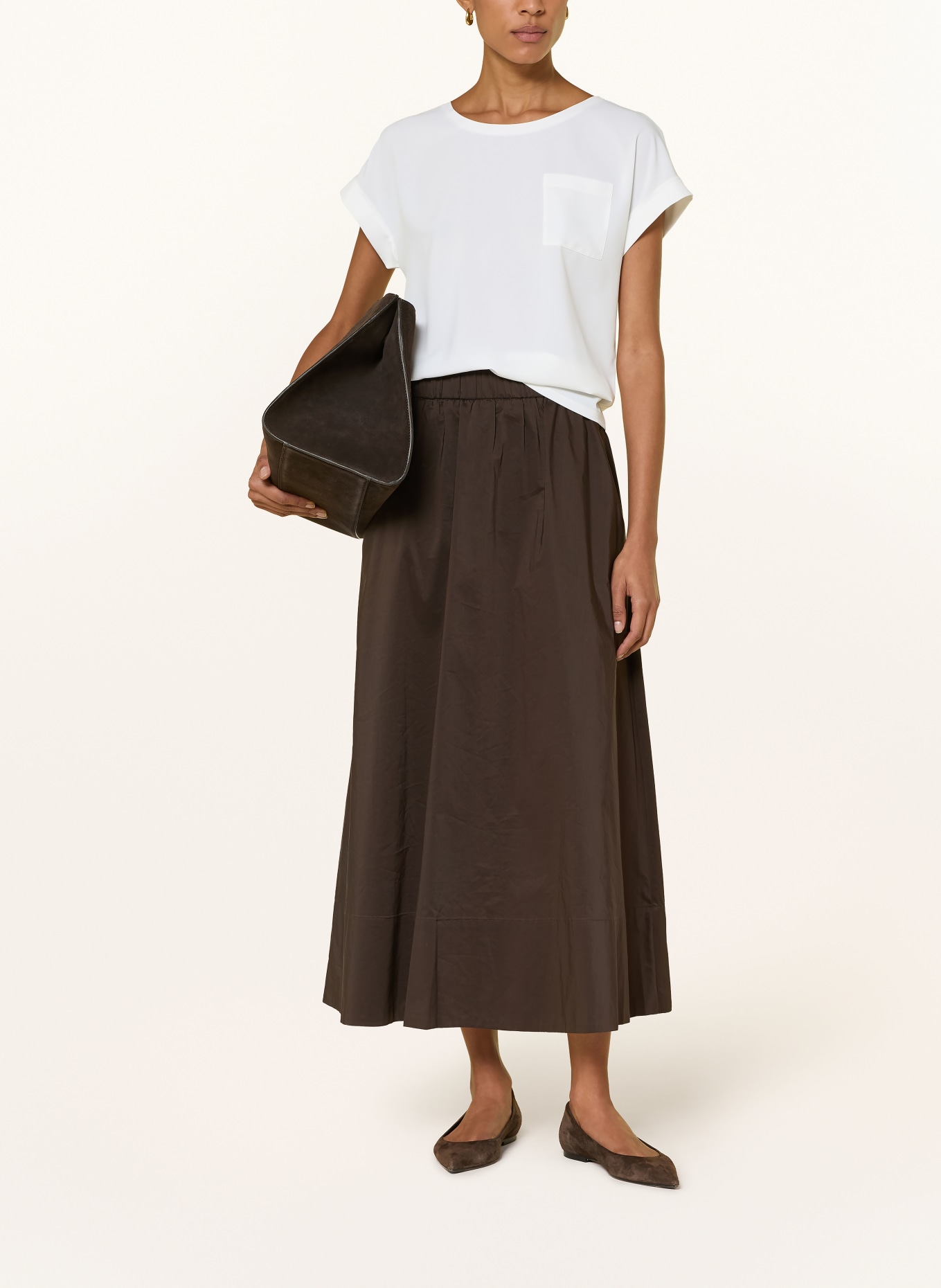 monari Blůza z kombinace materiálů: BÍLÁ