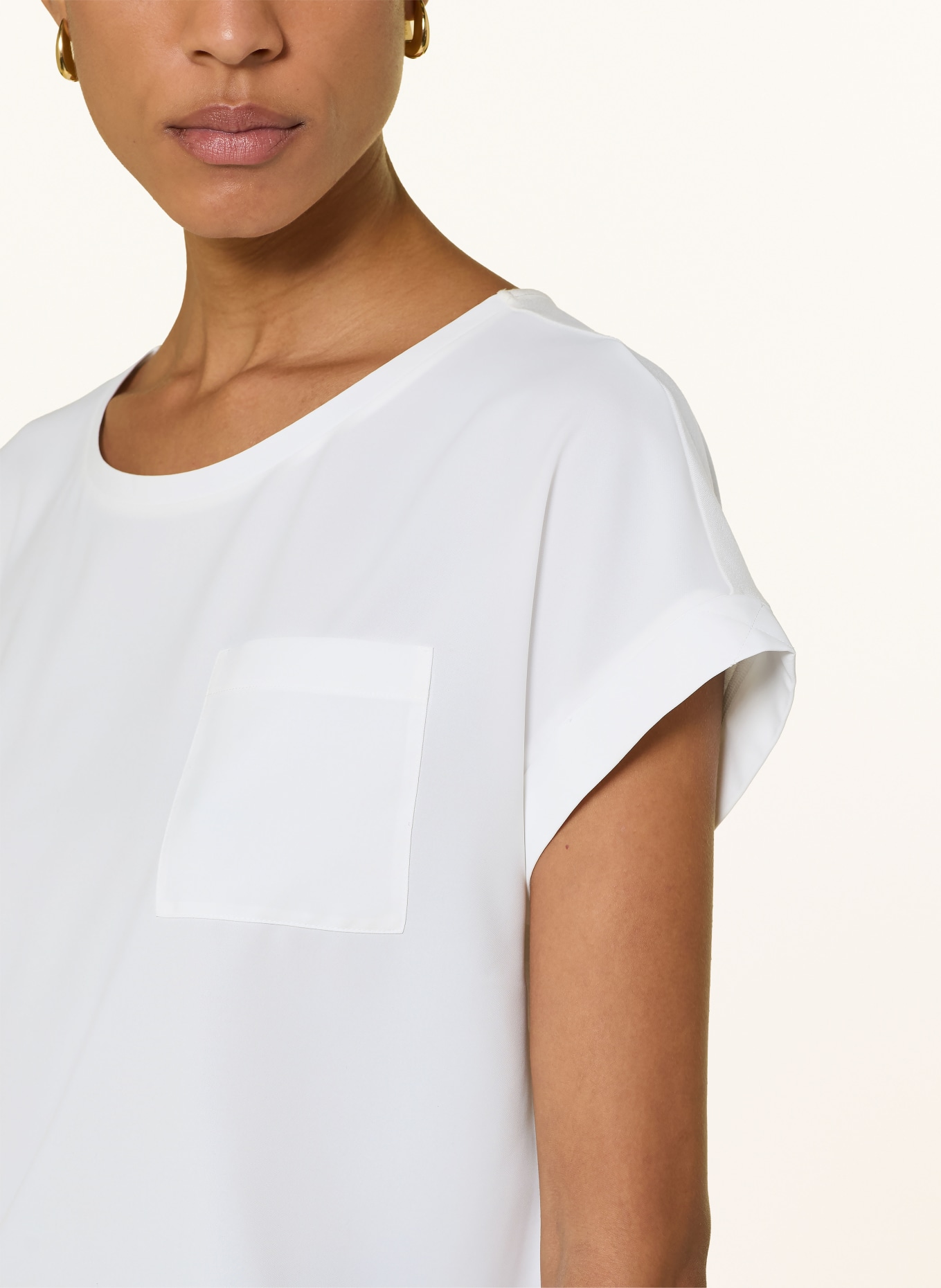 monari Blůza z kombinace materiálů: BÍLÁ