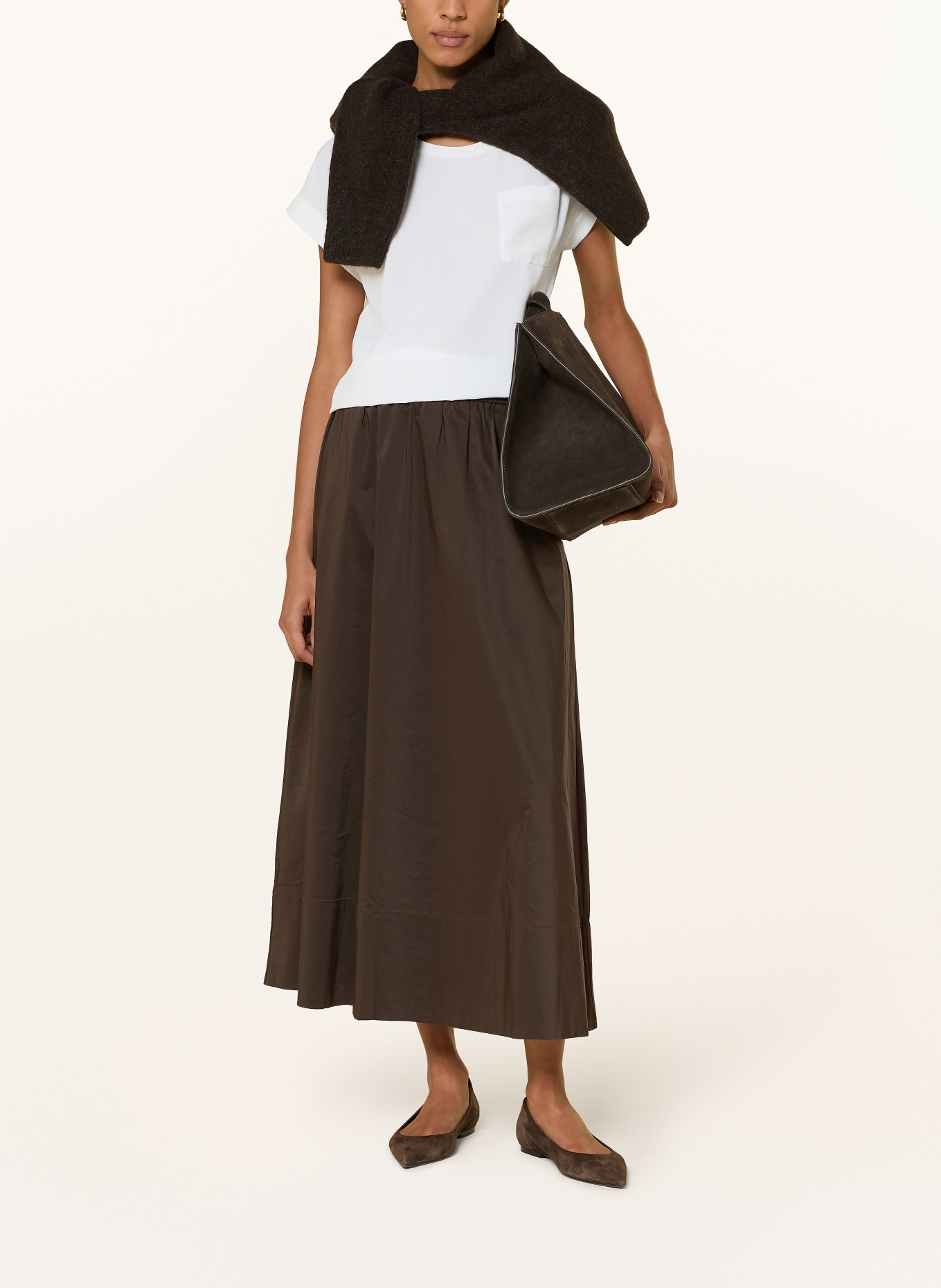 monari Blůza z kombinace materiálů: BÍLÁ