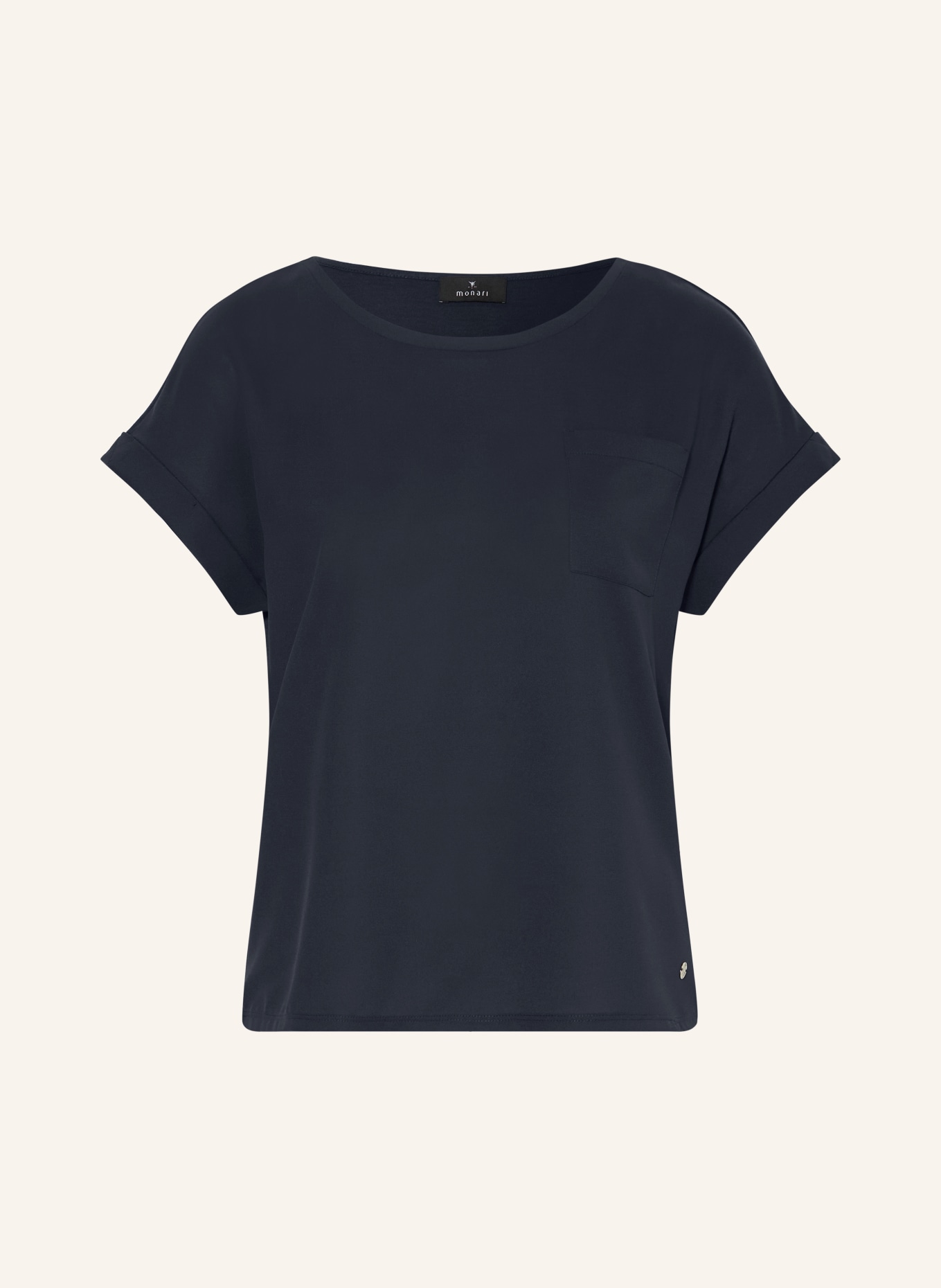 monari Blůza z kombinace materiálů: TMAVĚ MODRÁ