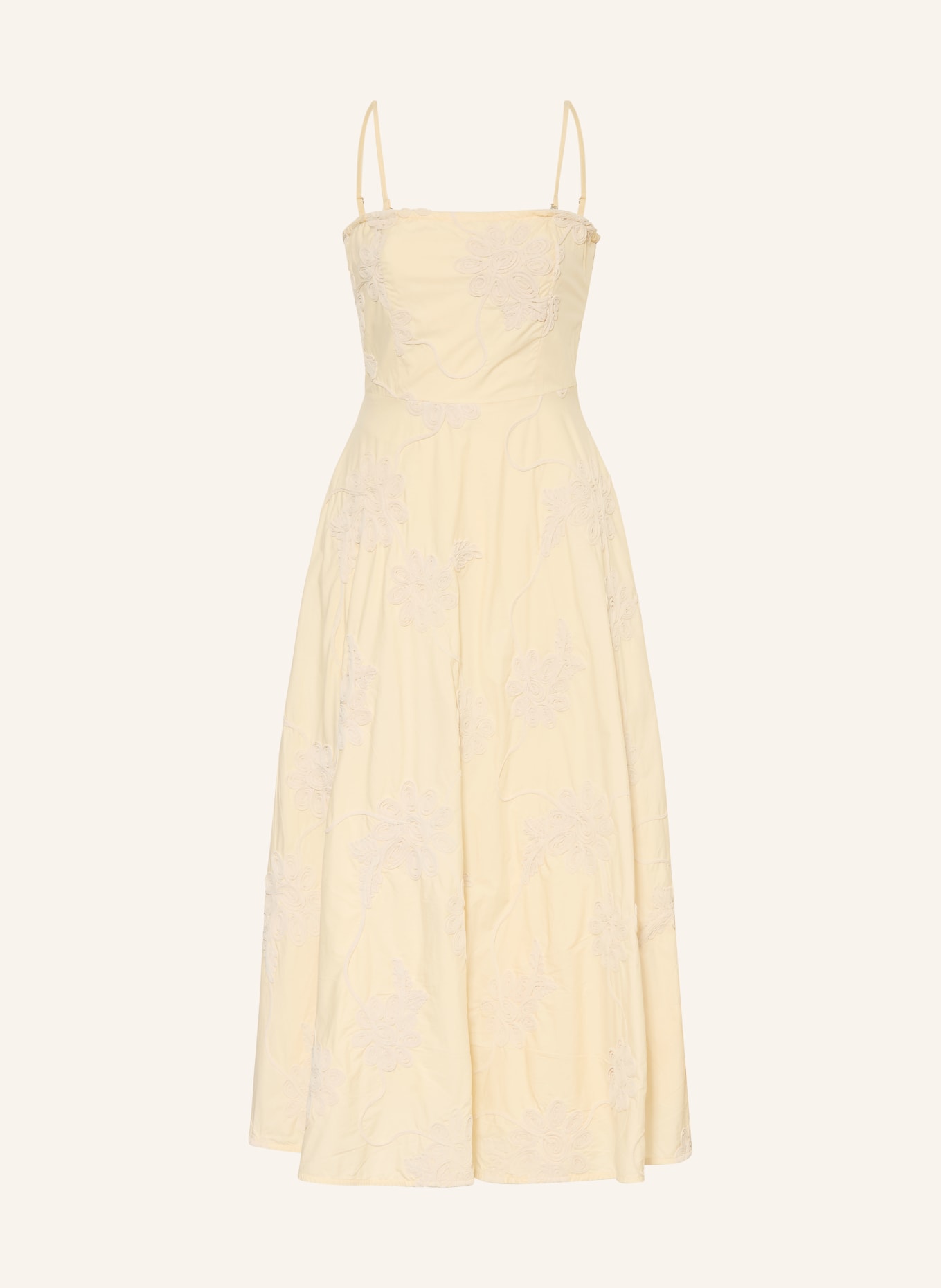 ROTATE Kleid im Materialmix: CREME