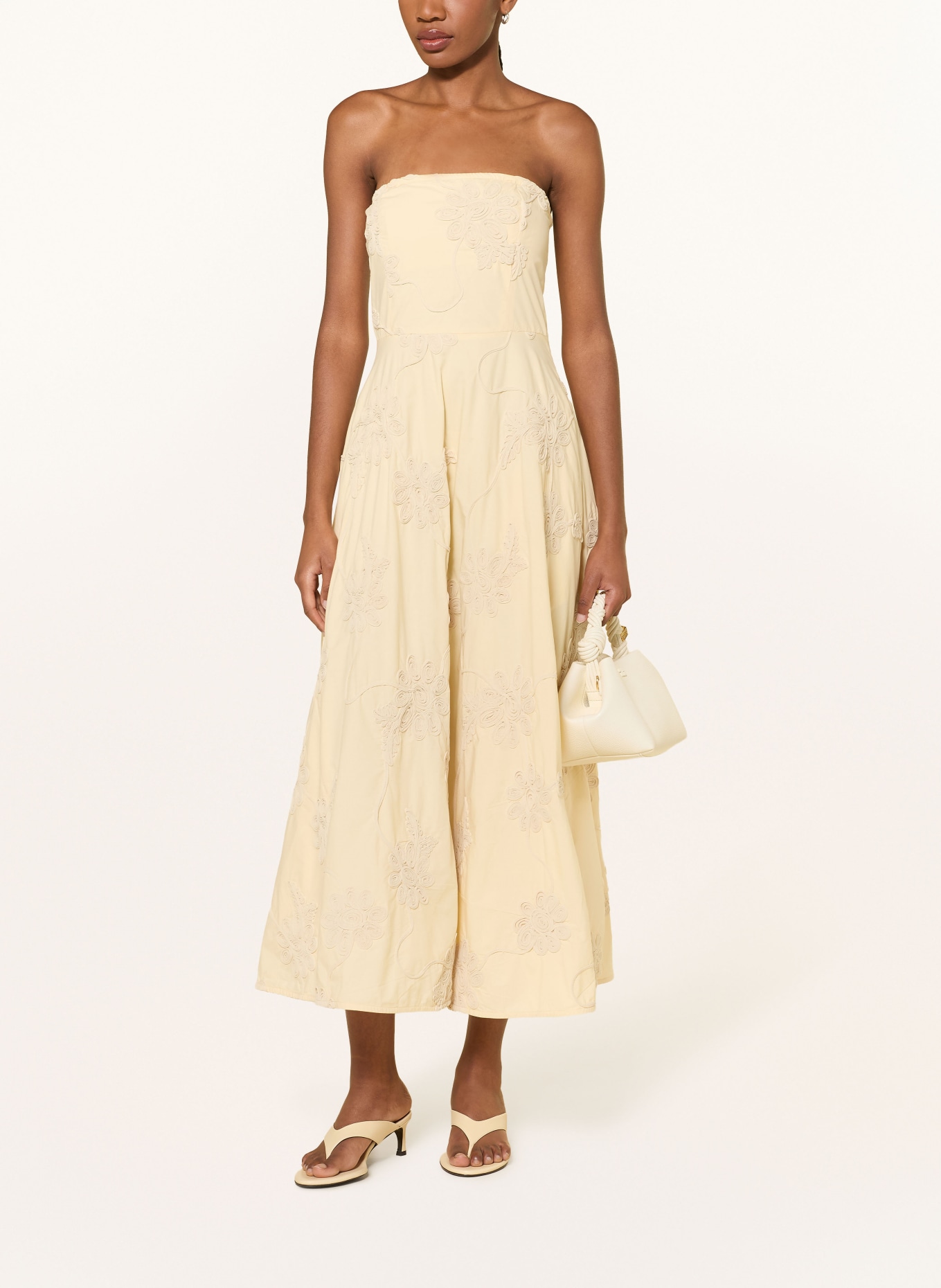 ROTATE Kleid im Materialmix: CREME