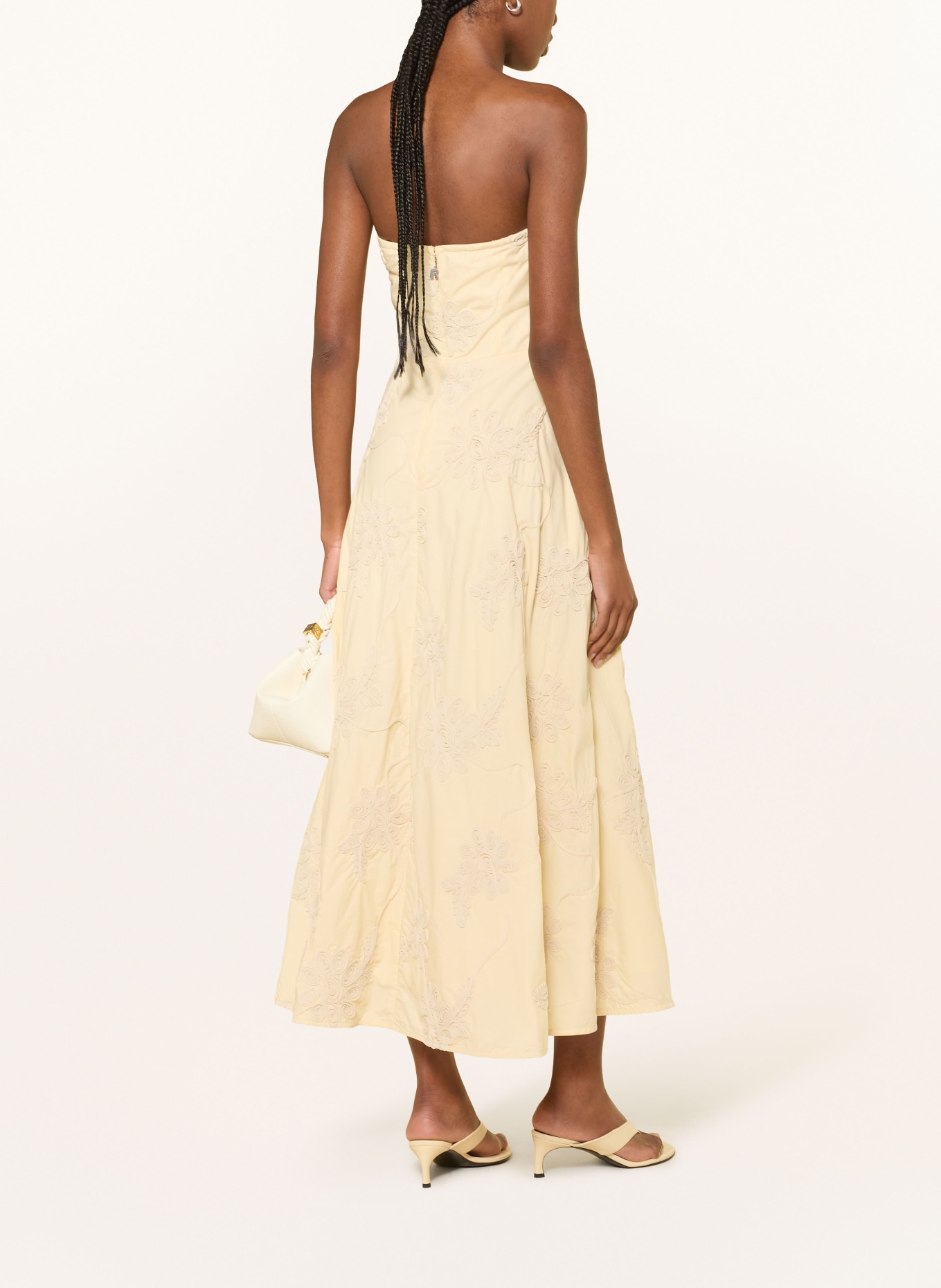 ROTATE Kleid im Materialmix: CREME
